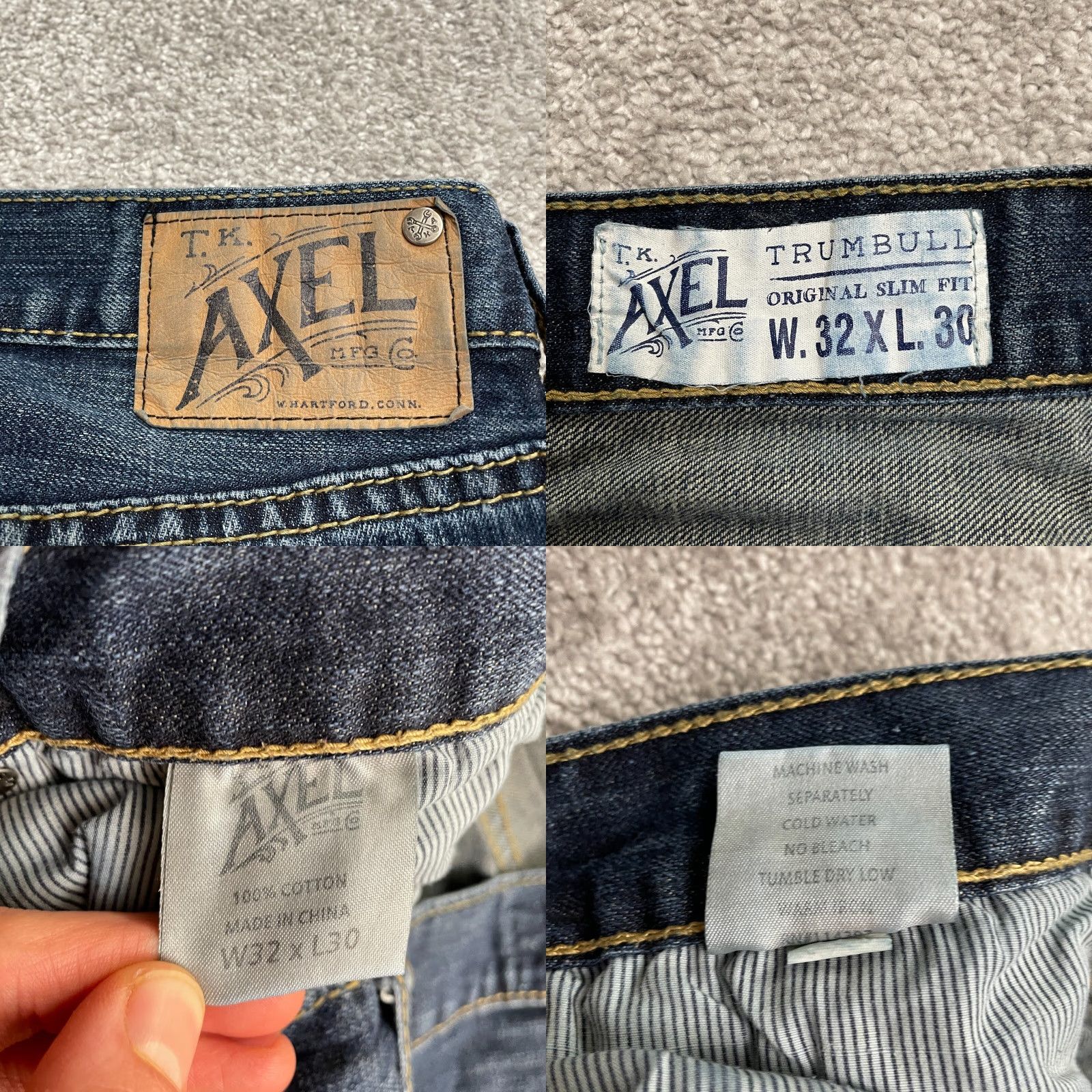 Denime Axel Jeans Denim Blue Dark Wash Mid Rise 32x30 Cotton Regular Womens Straight 5-Pocket Design Classic City USA (Mens) Size 24" / US 00 / IT 34 - 8 Thumbnail