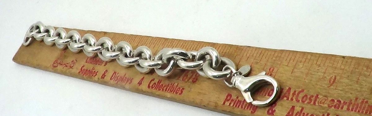 Jewelry Milor Sterling Silver Bracelet 8" Round Chain Link Size ONE SIZE - 5 Thumbnail