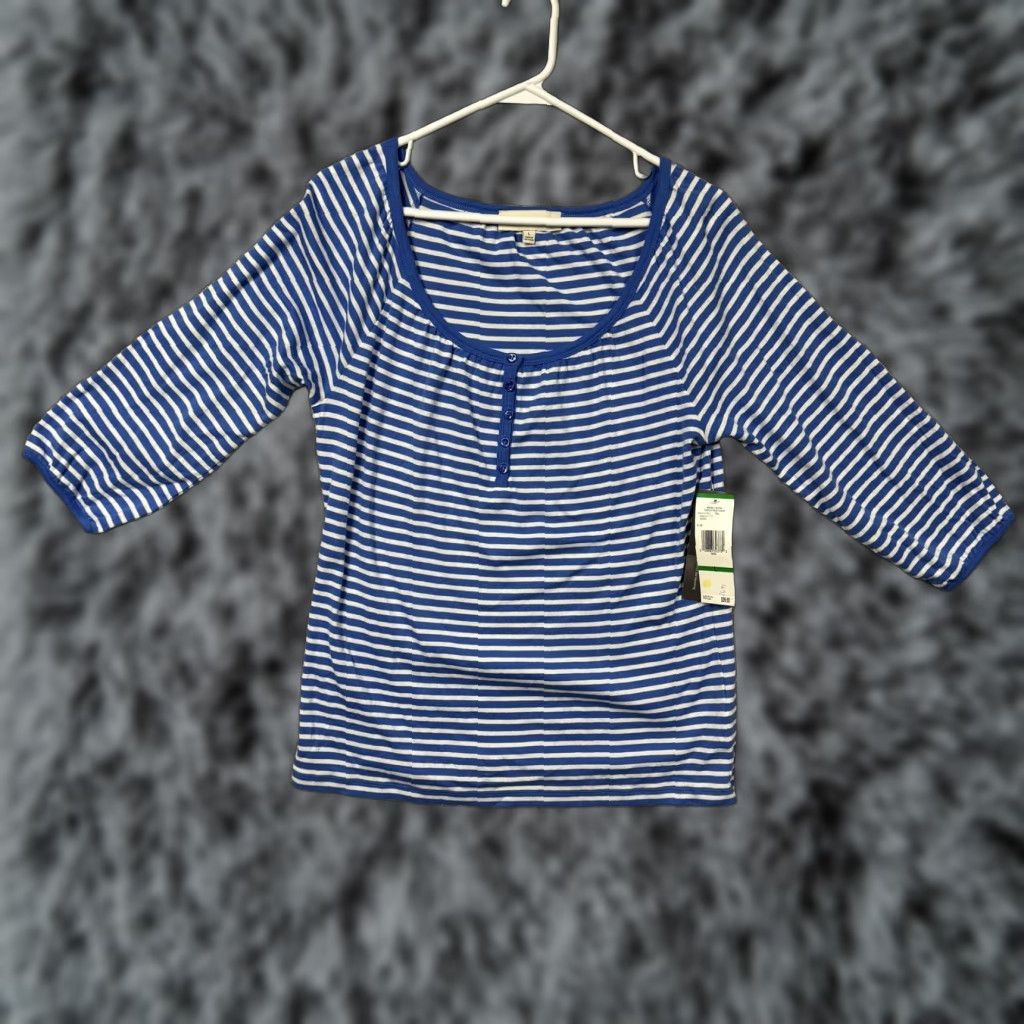 Jones New York Jones New York Sport Shirt Large Striped Nautical Casual Layering Classic Preppy Size L / US 10 / IT 46 - 1 Thumbnail