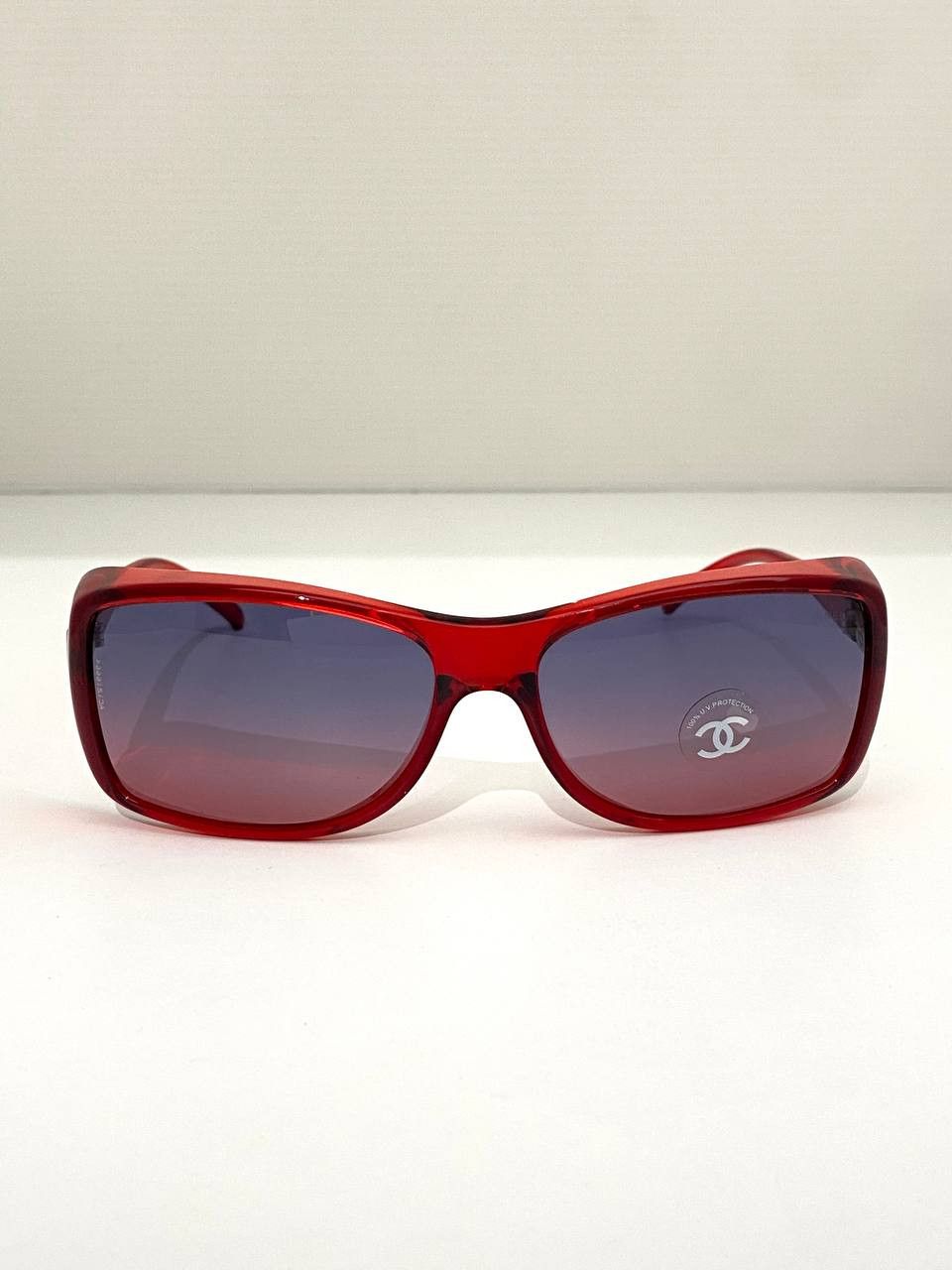 Chanel Chanel CC Logo Shield Oversized Vintage Red Sunglasses Y2K Size ONE SIZE - 4 Thumbnail