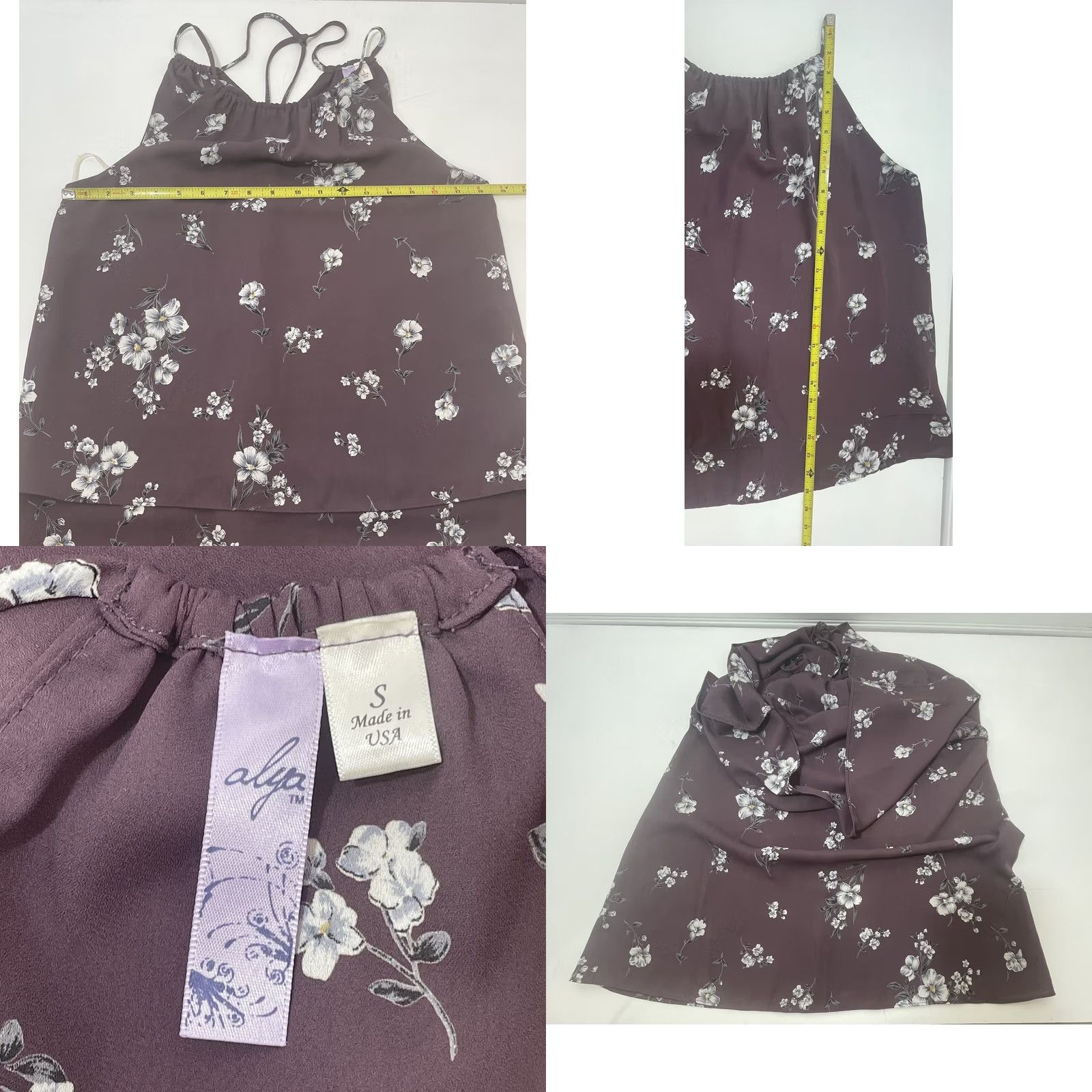 Vintage Alya Halter Top Blouse Women Small Purple Floral Tie Back USA Size S / US 4 / IT 40 - 9 Thumbnail