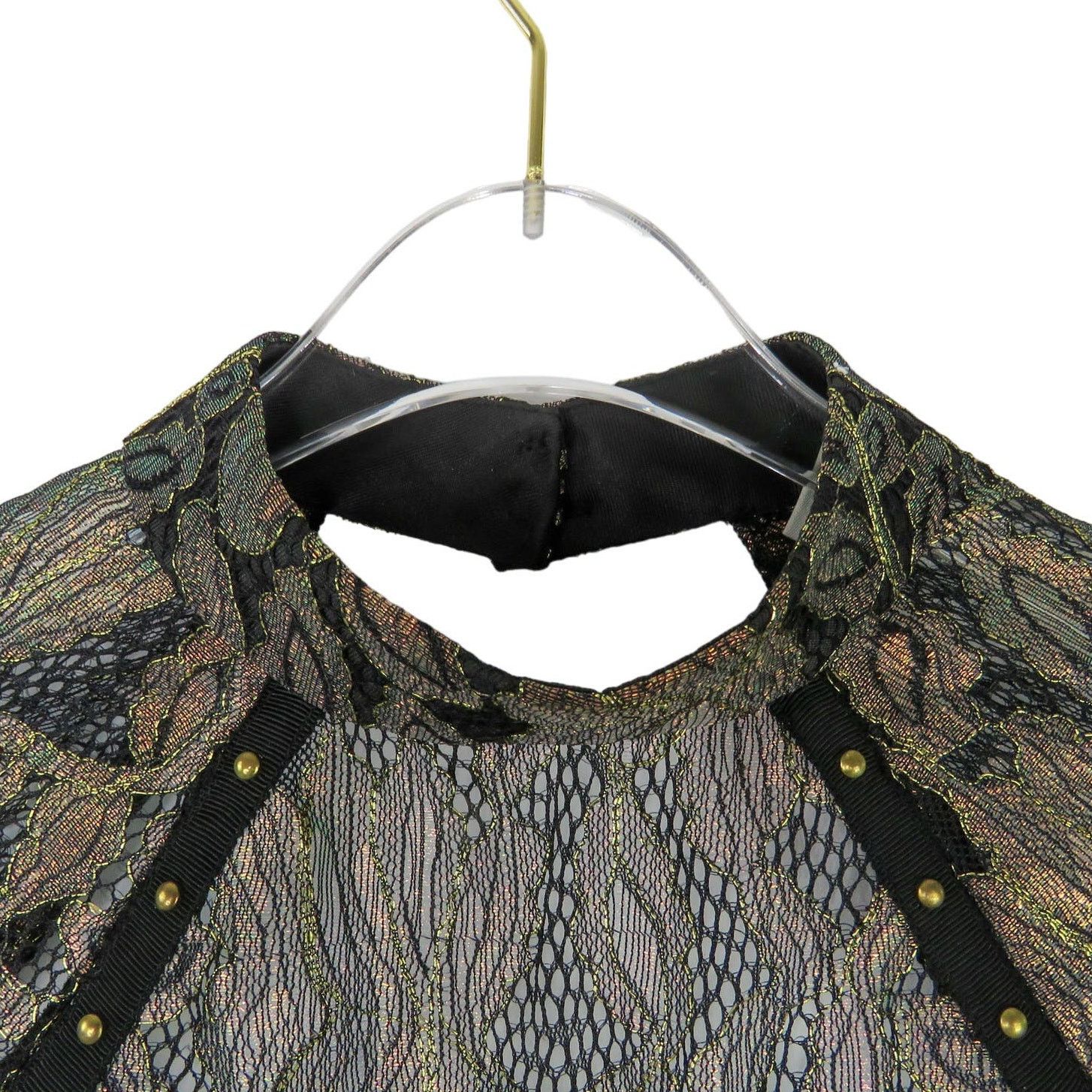 Asos ASOS Black Sheer Lace Metallic Open Back Romper Size 2 Size 26" / US 2 / IT 38 - 3 Thumbnail