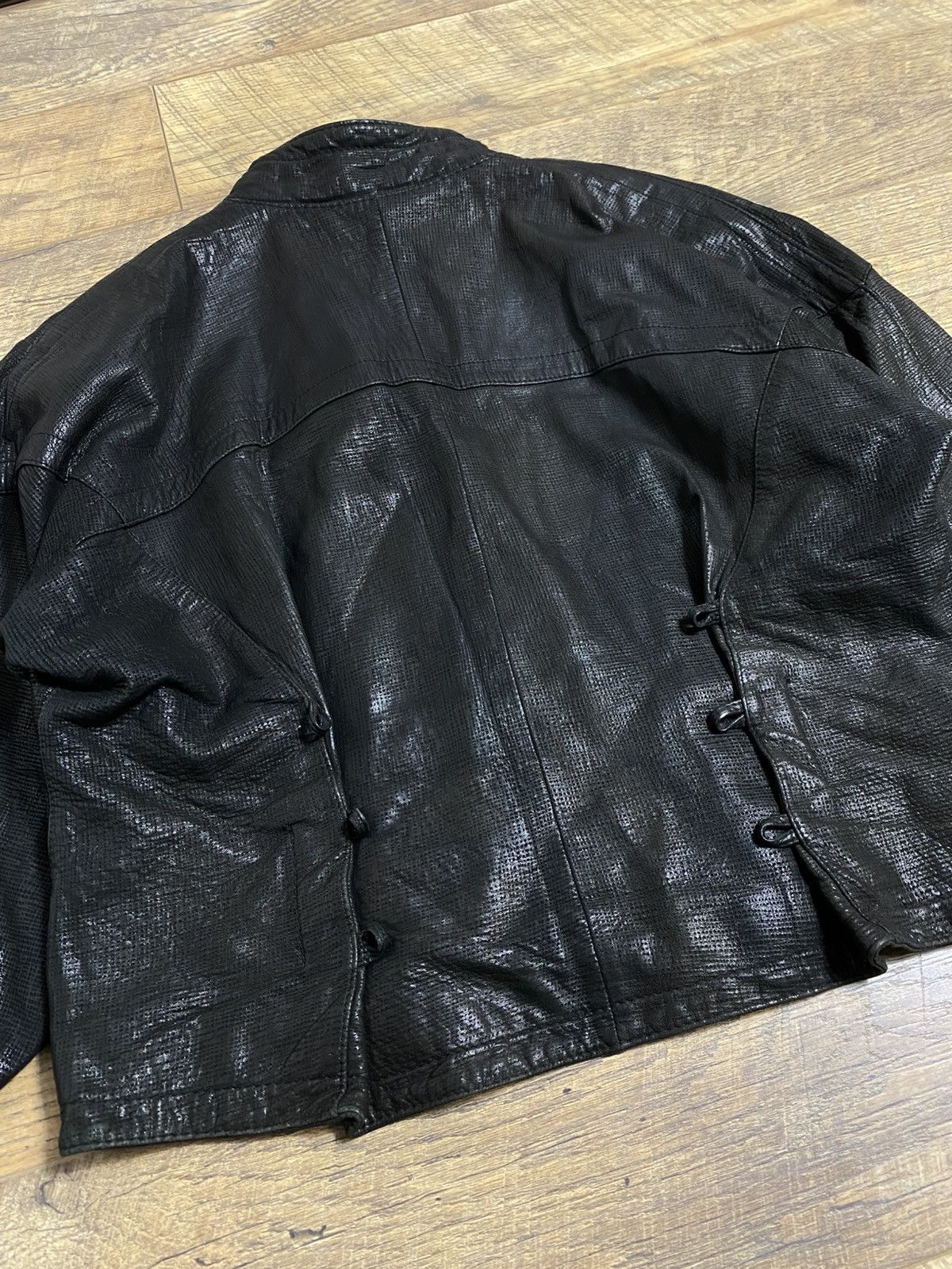 Vintage Italian Designer Vintage Black Textured Leather Moto Jacket Size M / US 6-8 / IT 42-44 - 7 Thumbnail