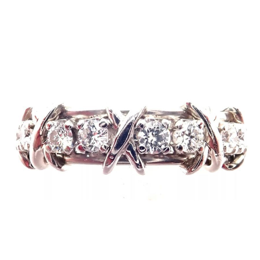 Tiffany & Co. Jean Schlumberger Platinum 16 Stone Diamond Band Ring Size ONE SIZE - 3 Thumbnail