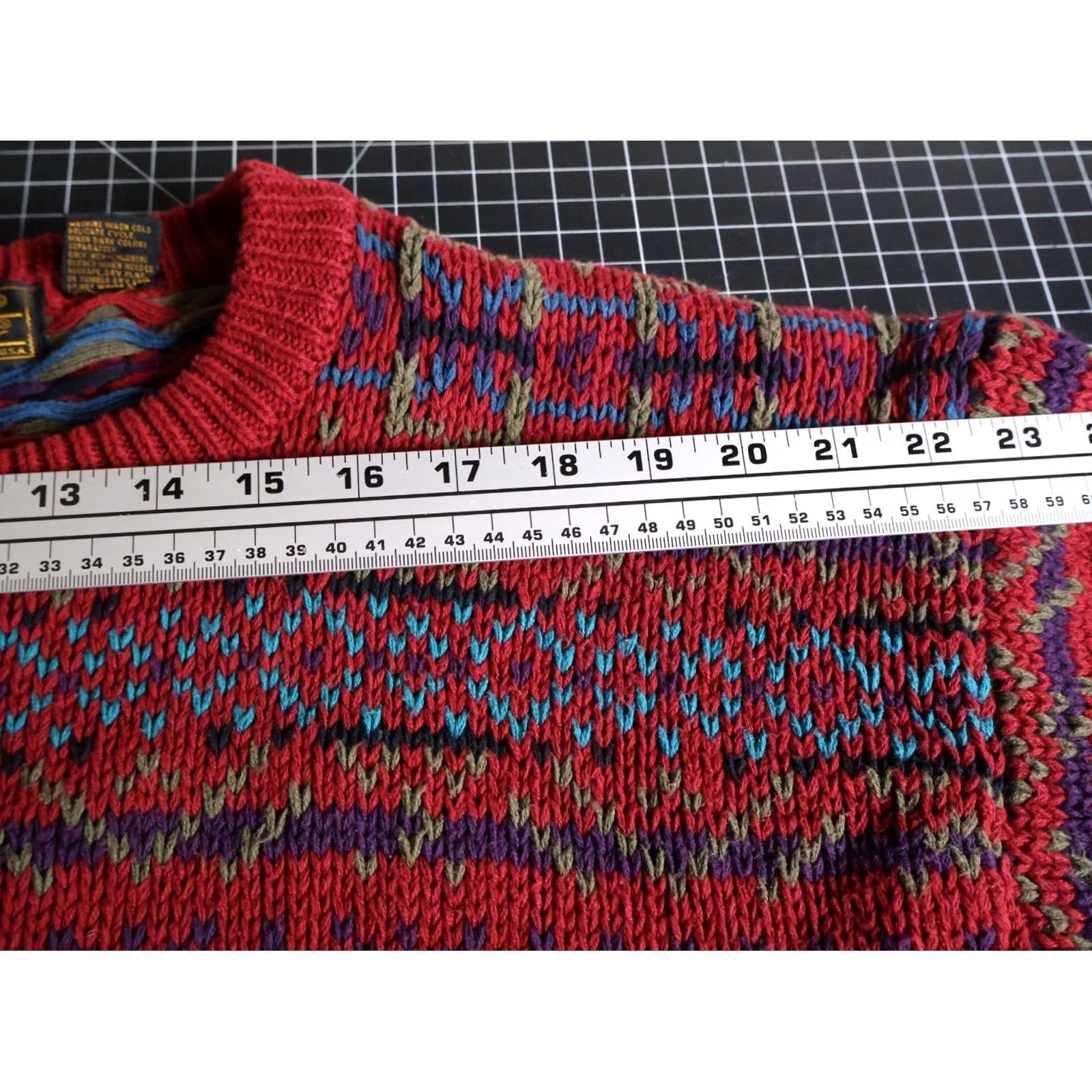 Eddie Bauer VINTAGE Eddie Bauer Sweater Men's Large Dark Red Fair Isle Geometric Cotton Knit VTG Size US L / EU 52-54 / 3 - 7 Thumbnail