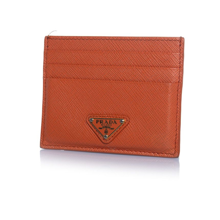 Prada Prada, saffiano leather card holder in orange Size ONE SIZE - 1 Thumbnail
