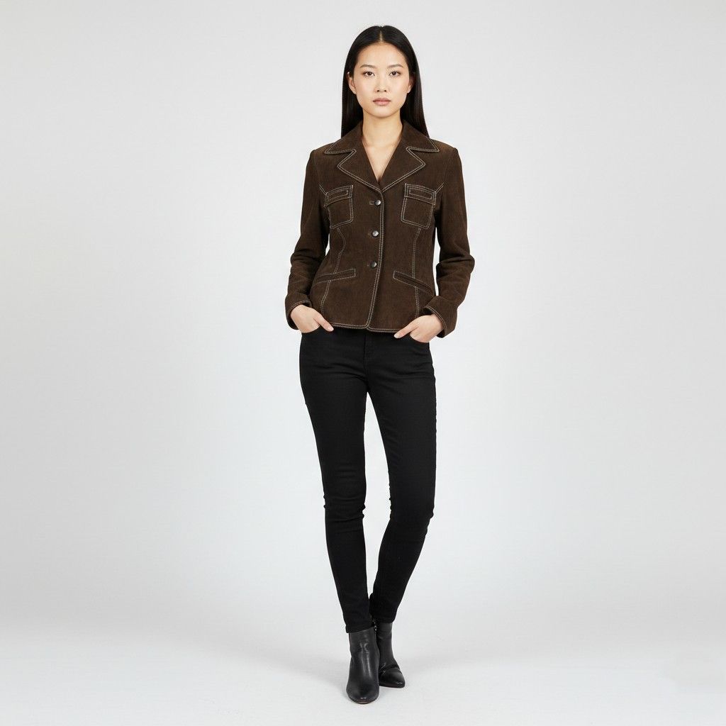 Vintage Sasha Women 12 M Jacket Brown Leather Vintage 2742 Size M / US 6-8 / IT 42-44 - 1 Thumbnail