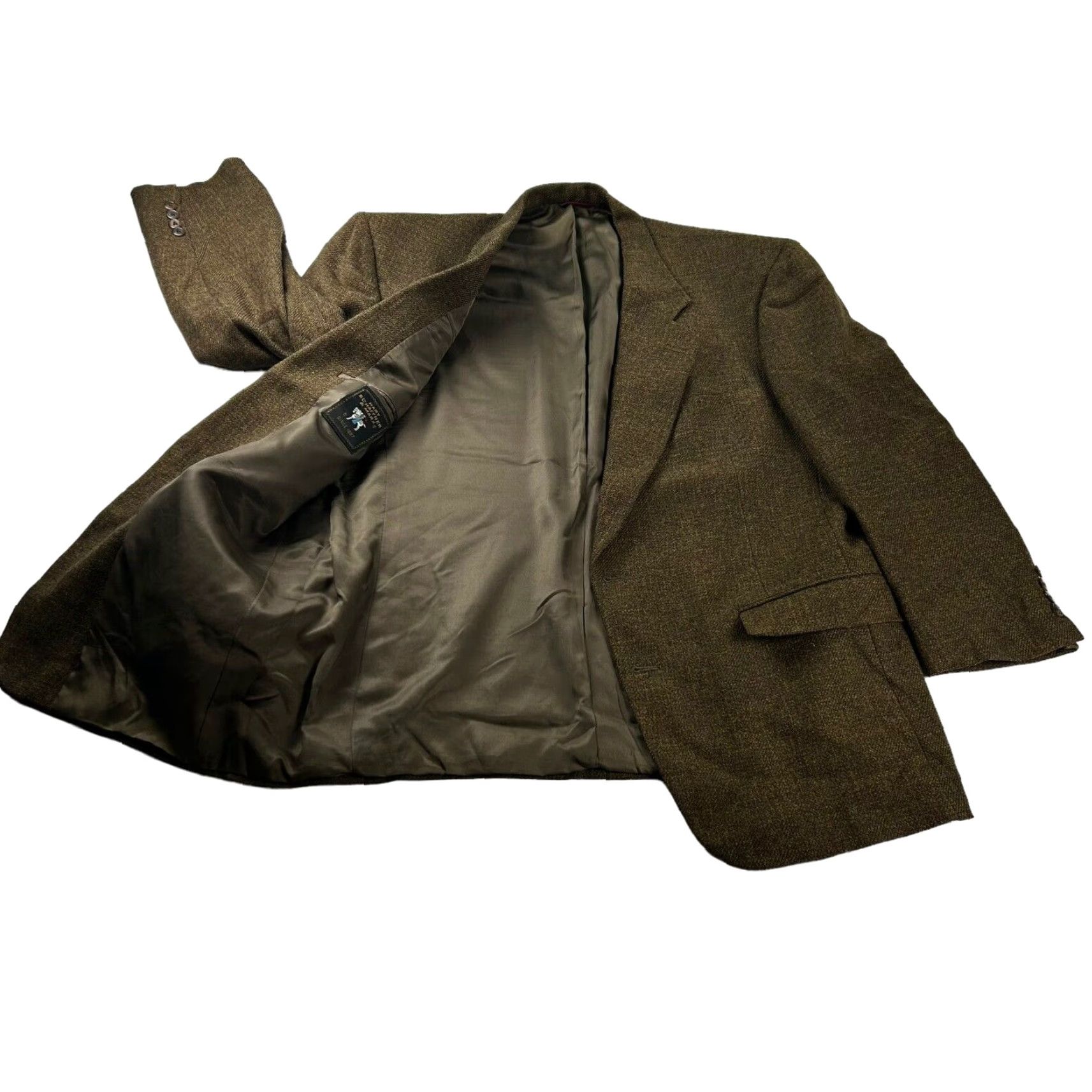 Hart Schaffner Marx Hart Schaffner & Marx Men's Blazer 100% Wool Tweed Brown 2-Button 41R Size 42R - 6 Thumbnail