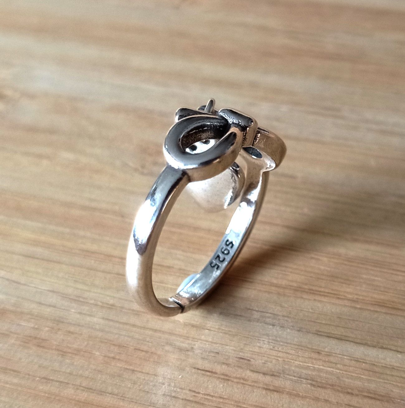Designer × Vintage Vintage Romance Heart Float Drop 925 Silver Ring Glamor Rave Size ONE SIZE - 6 Thumbnail