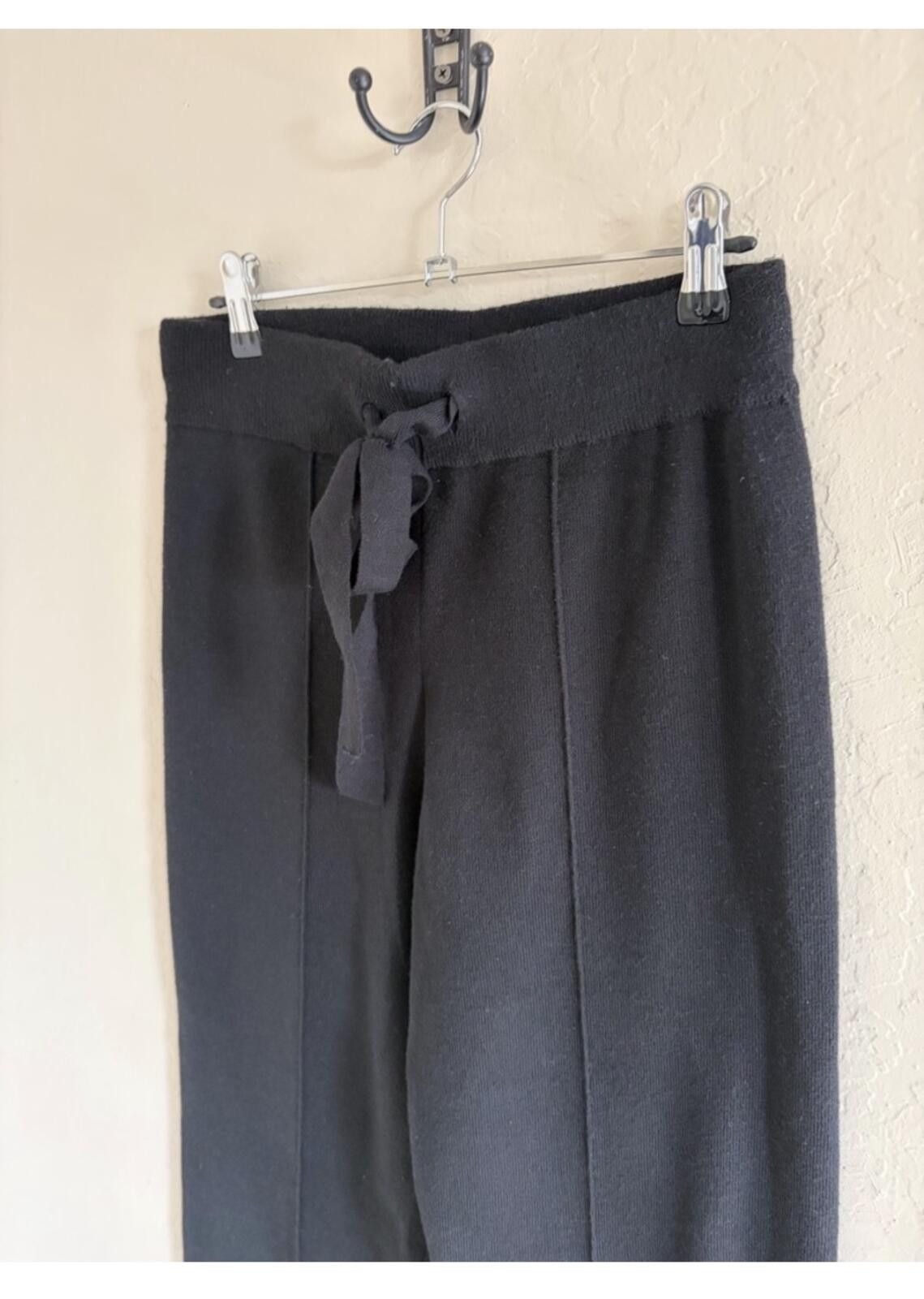 Other Lark + Grey Black Tie-Waist Straight-Leg Trousers Size 28" / US 6 / IT 42 - 2 Thumbnail