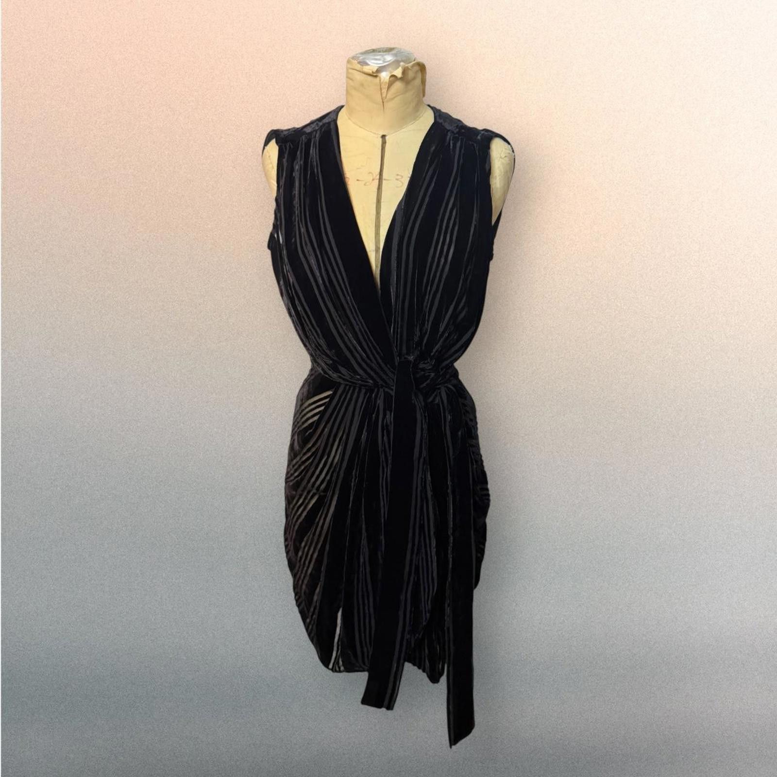 L'AGENCE L'Agence Black Striped Velvet Wrap Dress Size S Size S / US 4 / IT 40 - 1 Thumbnail