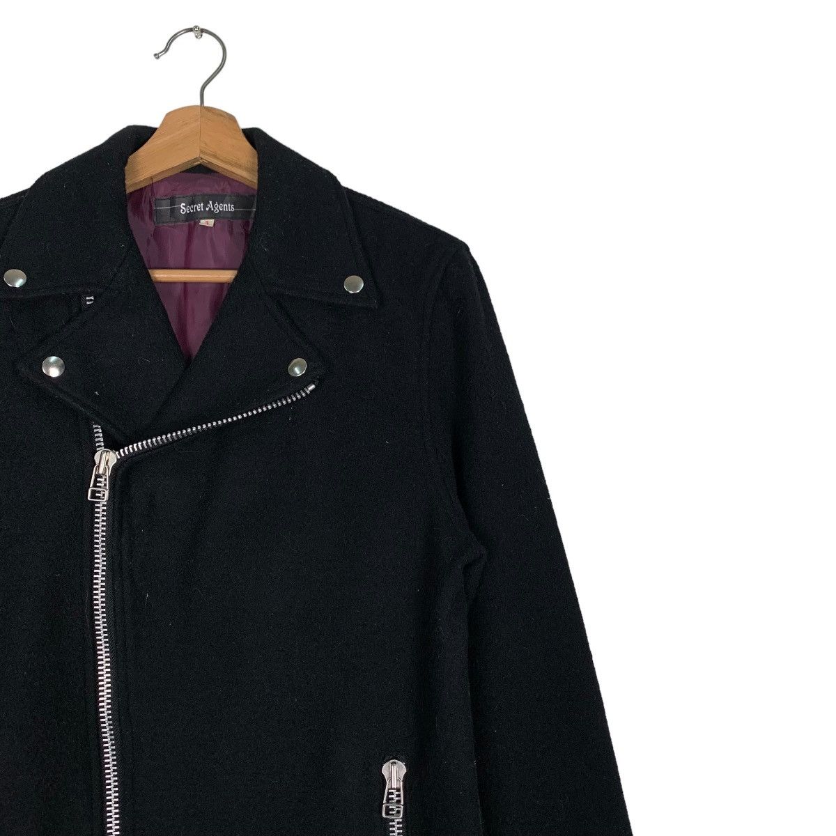 Japanese Brand Black Wool Double Collar Asymmetrical Jacket #0683-C31 Size US M / EU 48-50 / 2 - 4 Thumbnail