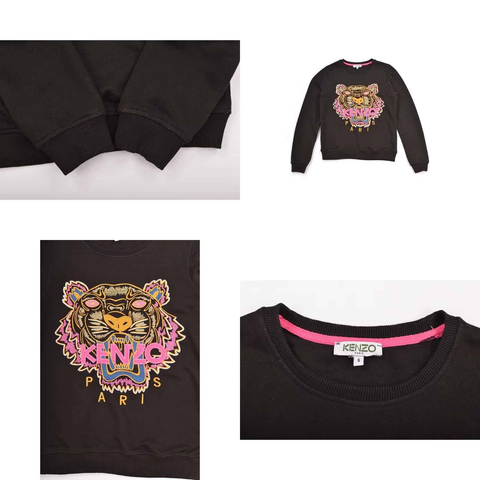 Kenzo Kenzo Tiger Womens Sweatshirt F655SW0014XC Made in Portugal Size S Black Pullover Sweatshirt Women Tiger Activewear 90s? Size S / US 4 / IT 40 - 8 Thumbnail