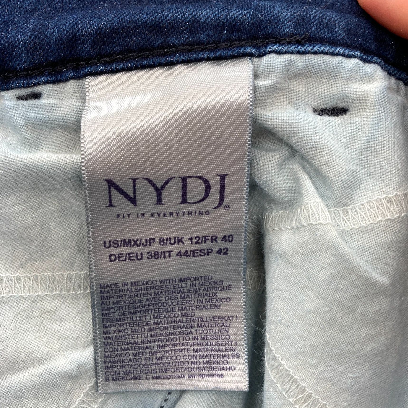 NYDJ NYDJ Marilyn Straight Jeans Women's 8 Dark Wash Blue Stretch Denim Tie Waist Size 30" / US 8 / IT 44 - 5 Thumbnail