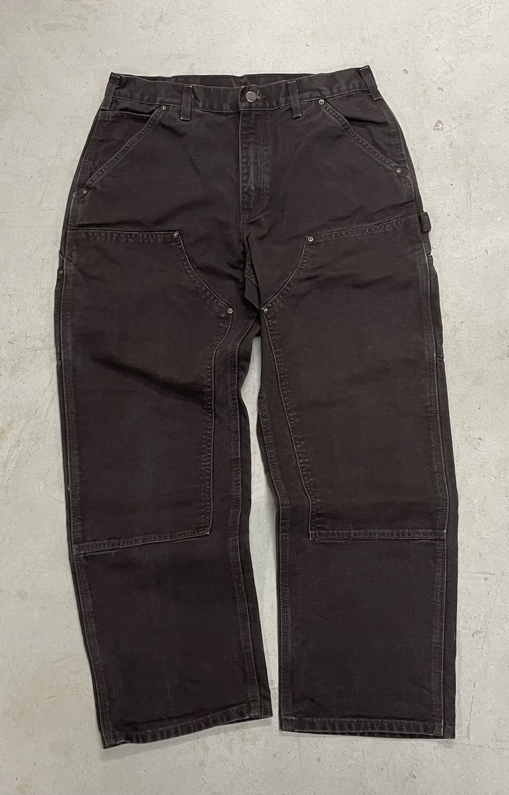 Carhartt × Vintage Crazy Vintage Carhartt Chocolate Brown Double Knee Pants 90s Size US 32 / EU 48 - 3 Thumbnail