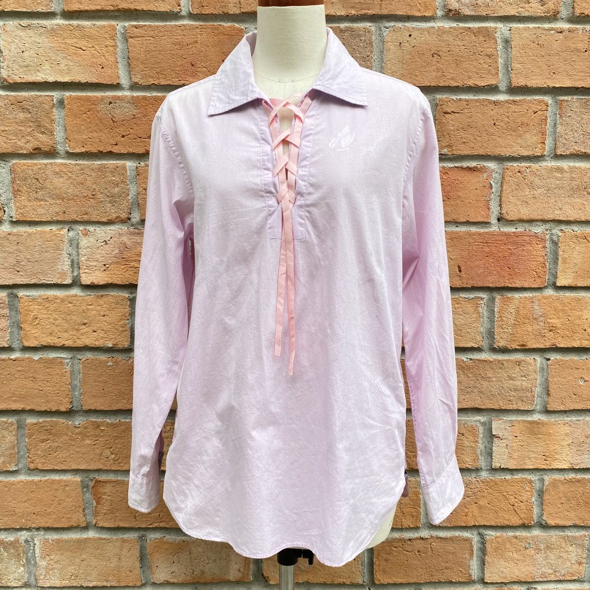 Lanvin LANVIN Pink Lace-Up Collar Shirt Size L / US 10 / IT 46 - 1 Thumbnail