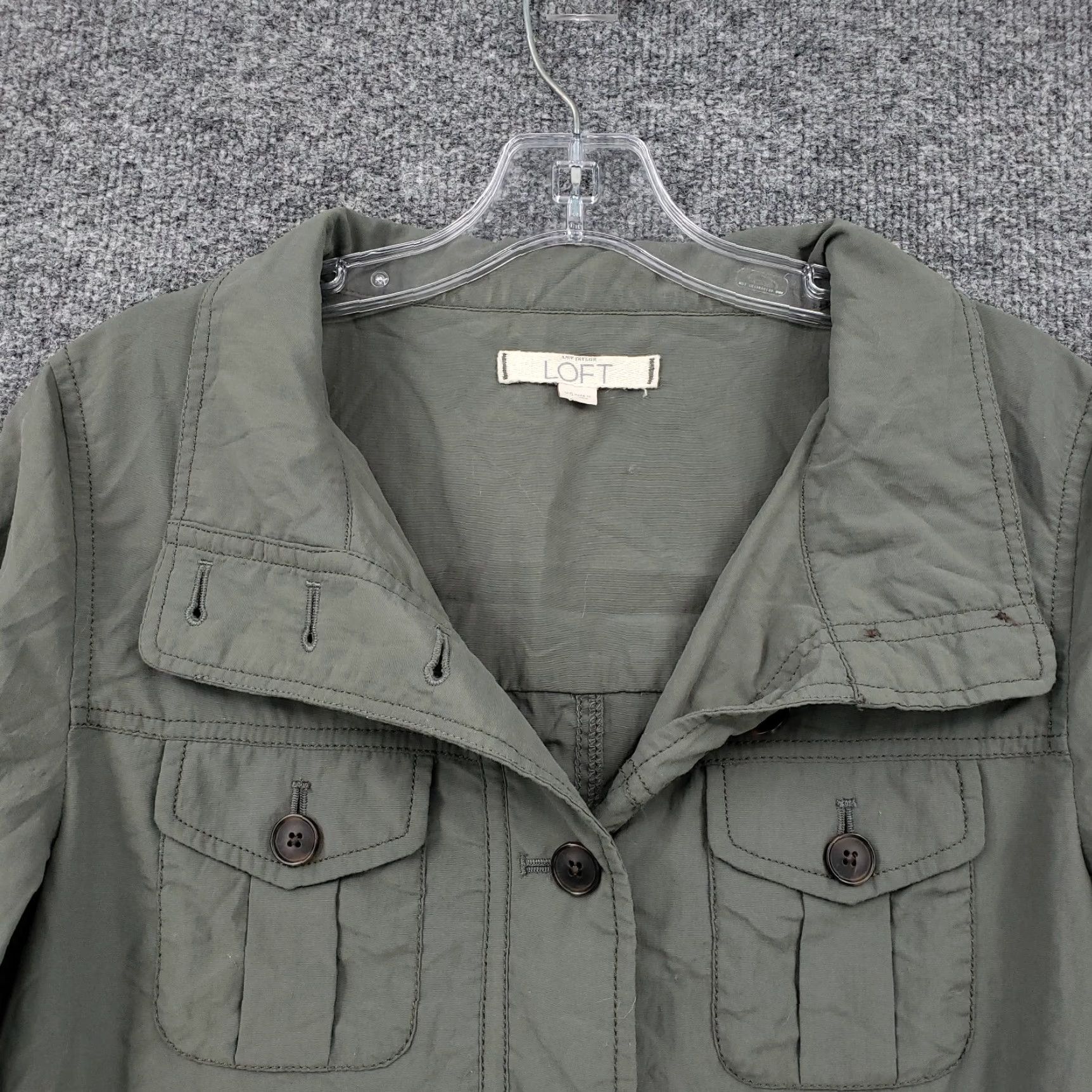 Ann Taylor Loft Jacket Womens XS Green Utility Collared Back Tie Nylon Jacket Size XS / US 0-2 / IT 36-38 - 5 Thumbnail