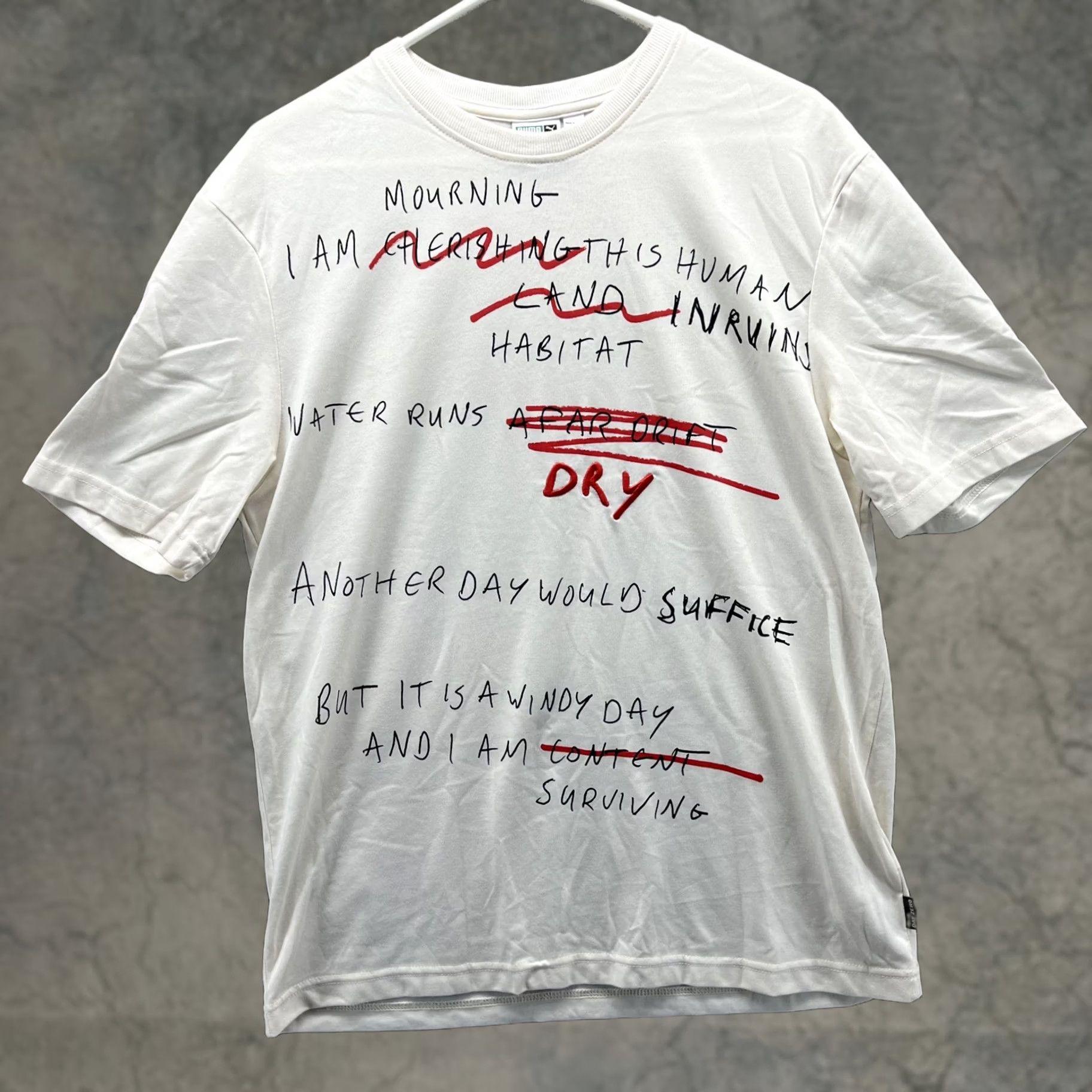 Puma Puma Shirt Mens Small White Mourning Habitat Poem Graphic Tee Y2K Streetwear Size US S / EU 44-46 / 1 - 1 Thumbnail