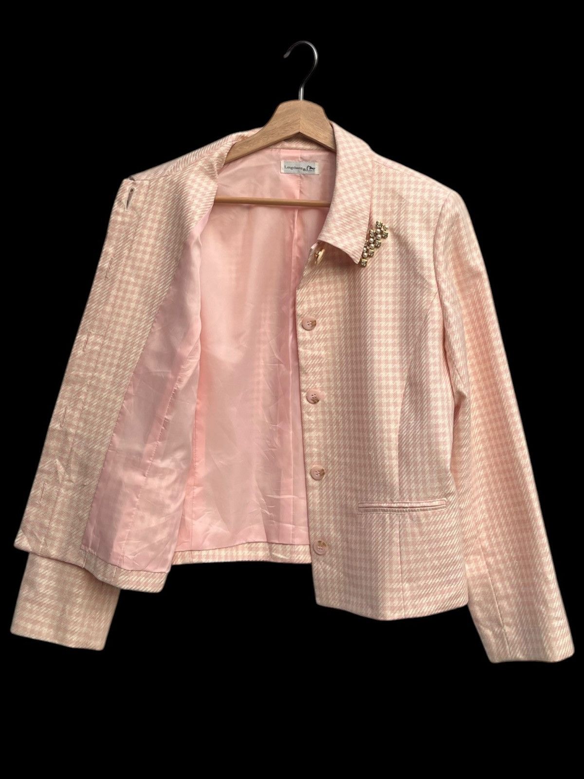 Longchamp Vintage Longchamp Gingham Wool Blend Jacket Size S / US 4 / IT 40 - 2 Thumbnail