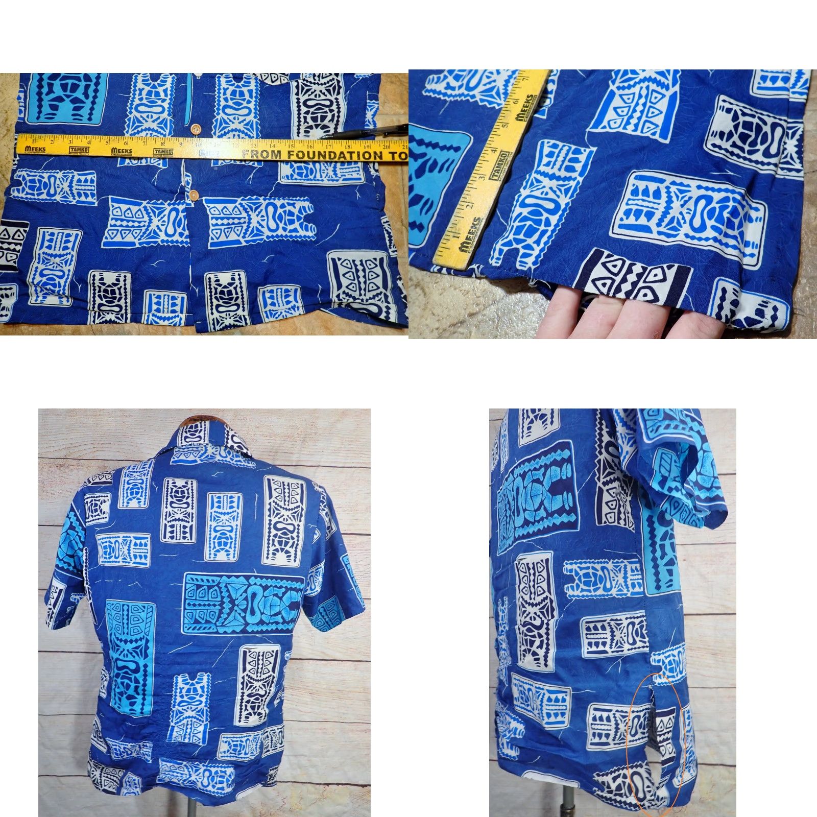 Vintage Vintage Brand: Vintage Mens Hawaiian Shirt Distressed 60s 70s Tiki Tribal Print Dagger Collar Short Sleeve Button-Up Classic Casual Size US M / EU 48-50 / 2 - 8 Thumbnail