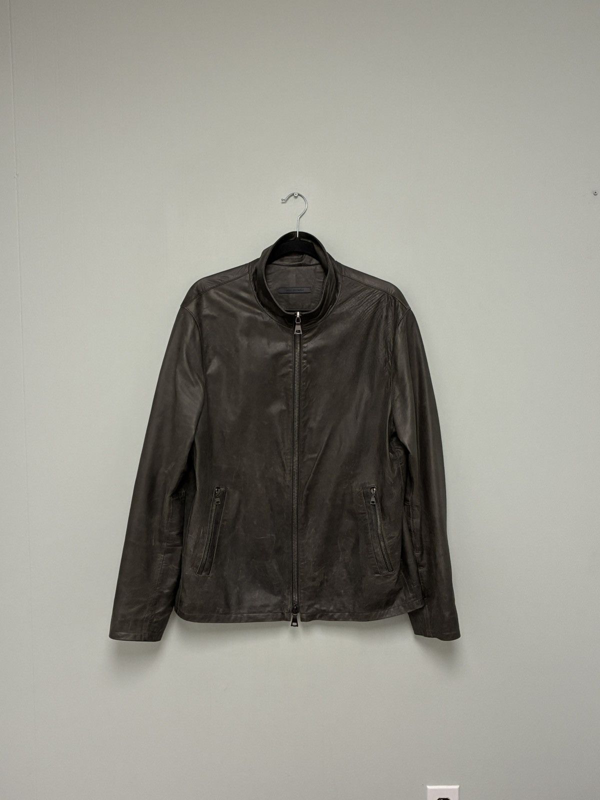 John Varvatos Funnel Neck Leather Jacket EU 52 USA 42 Size US L / EU 52-54 / 3 - 11 Thumbnail