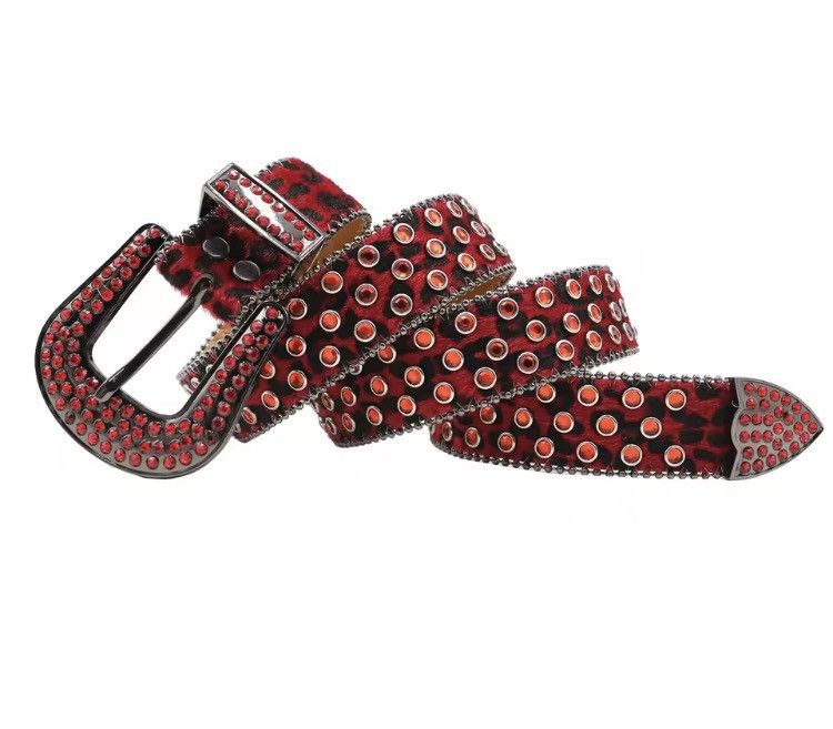 Japanese Brand Y2K Rhinestone PU Leather Belt - 115 cm Size ONE SIZE - 3 Thumbnail
