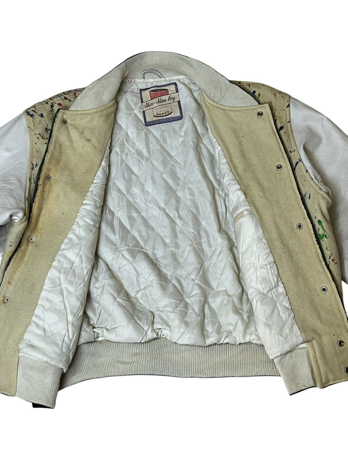 Japanese Brand SHOE SHINE BOY CUSTOM PAINT SPLASH VARSITY LEATHER SLEEVE Size US XL / EU 56 / 4 - 4 Thumbnail