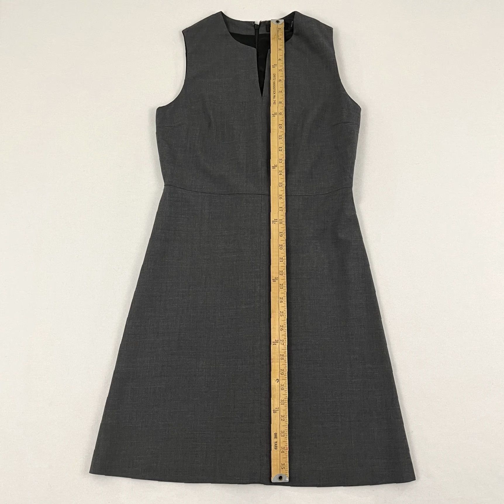 Theory Theory Sheath Dress Womens Size 4 Gray Wool Blend Midi Cocktail Zip V-Neck Sleeveless Size S / US 4 / IT 40 - 4 Thumbnail