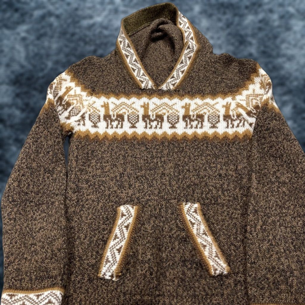 Vintage VINTAGE Grupo Brisanti SAC Sweater Womens S Brown Hooded Tunic Llama Fringe Peru Size S / US 4 / IT 40 - 1 Thumbnail