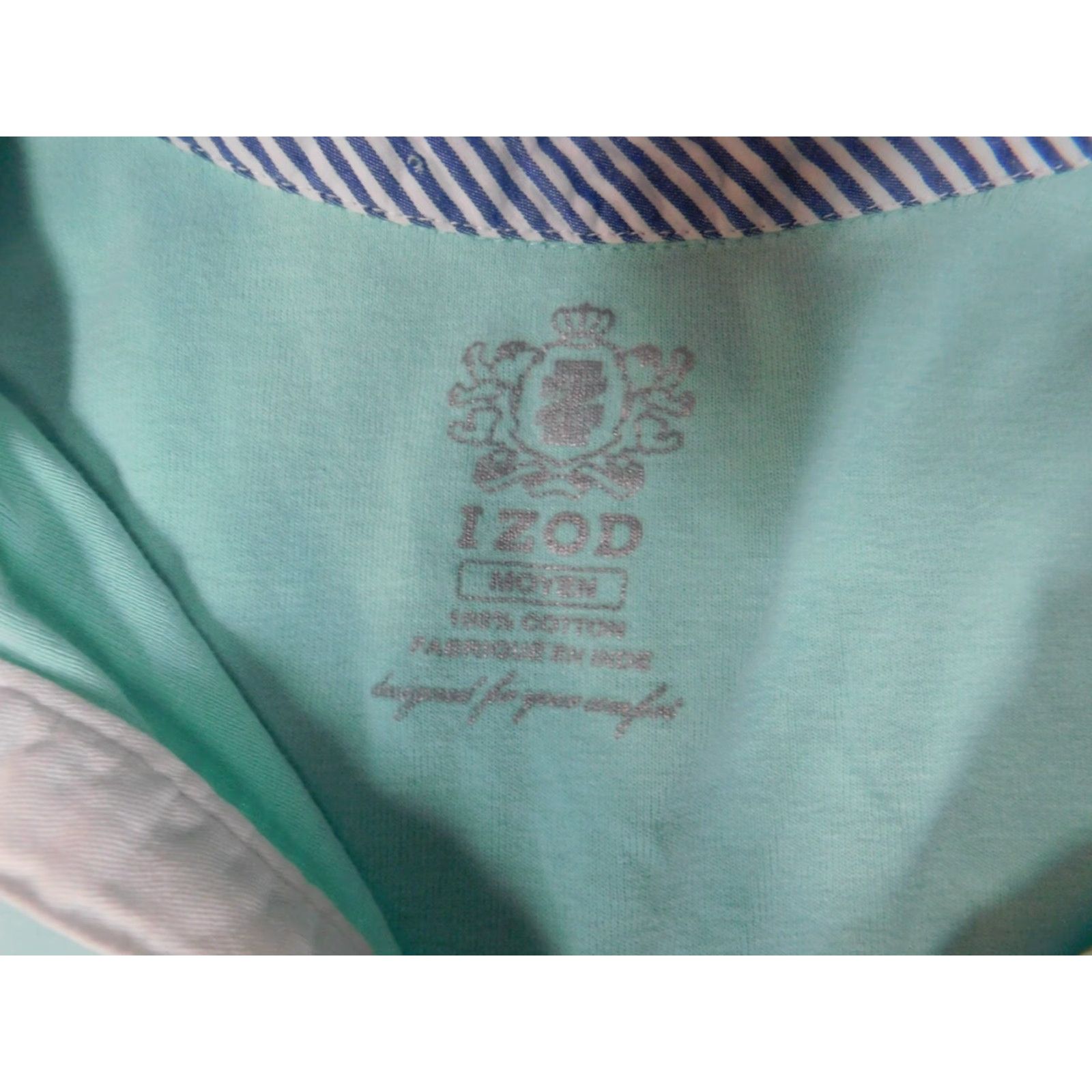 Izod IZOD Blouse Womens Medium Blue Polo Pullover Cap Sleeve Collared Short Sleeve Ruffle 100% Cotton Rayon Casual Classic Basic Regular Mens Women Girls Size M / US 6-8 / IT 42-44 - 5 Thumbnail