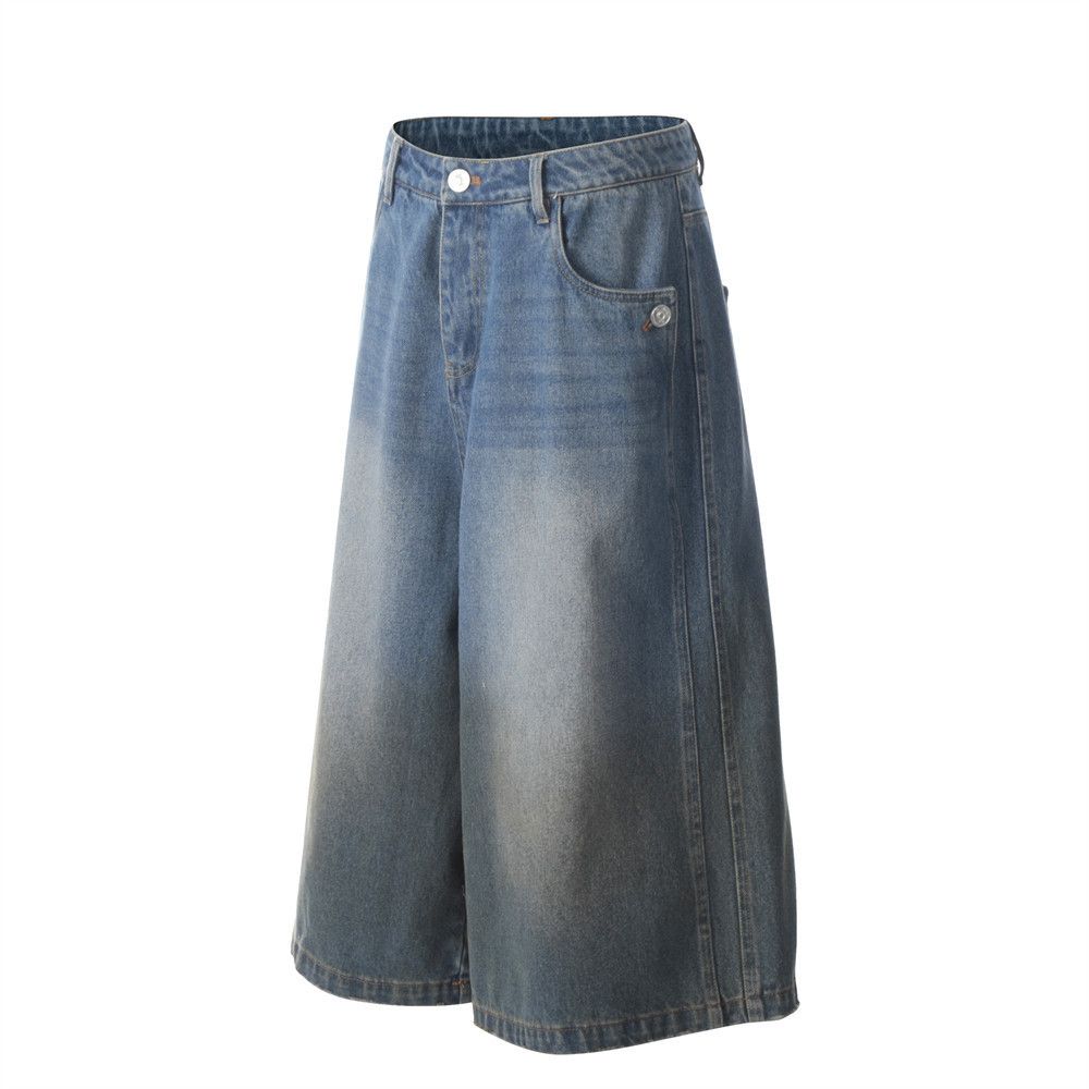 Japanese Brand × Vintage Men's street loose straight washed distressed denim shorts Size US 32 / EU 48 - 2 Thumbnail