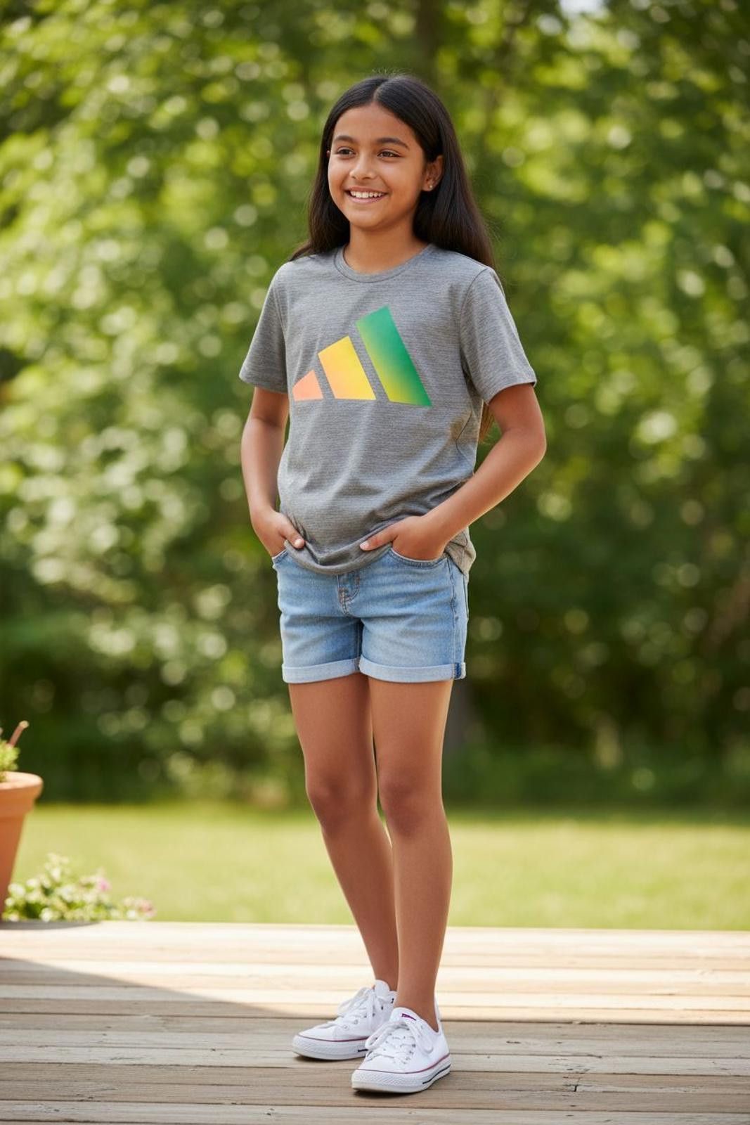 Adidas Adidas Unisex Kids' Grey Gradient Logo T-Shirt Size US L / EU 52-54 / 3 - 2 Thumbnail