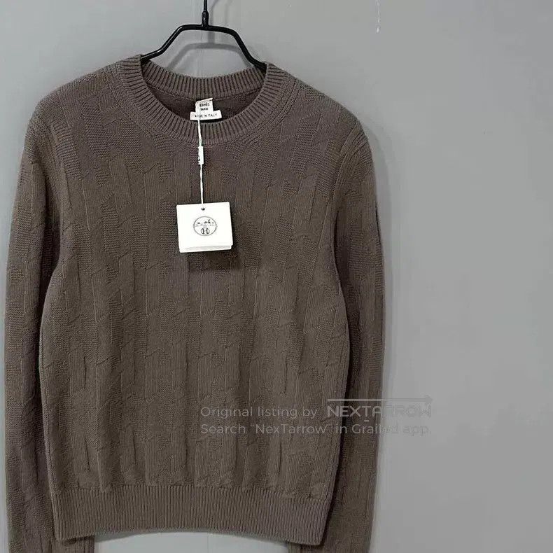 Hermes Hermes Brown Wool Herringbone H-Neck Sweater Size XS / US 0-2 / IT 36-38 - 2 Thumbnail