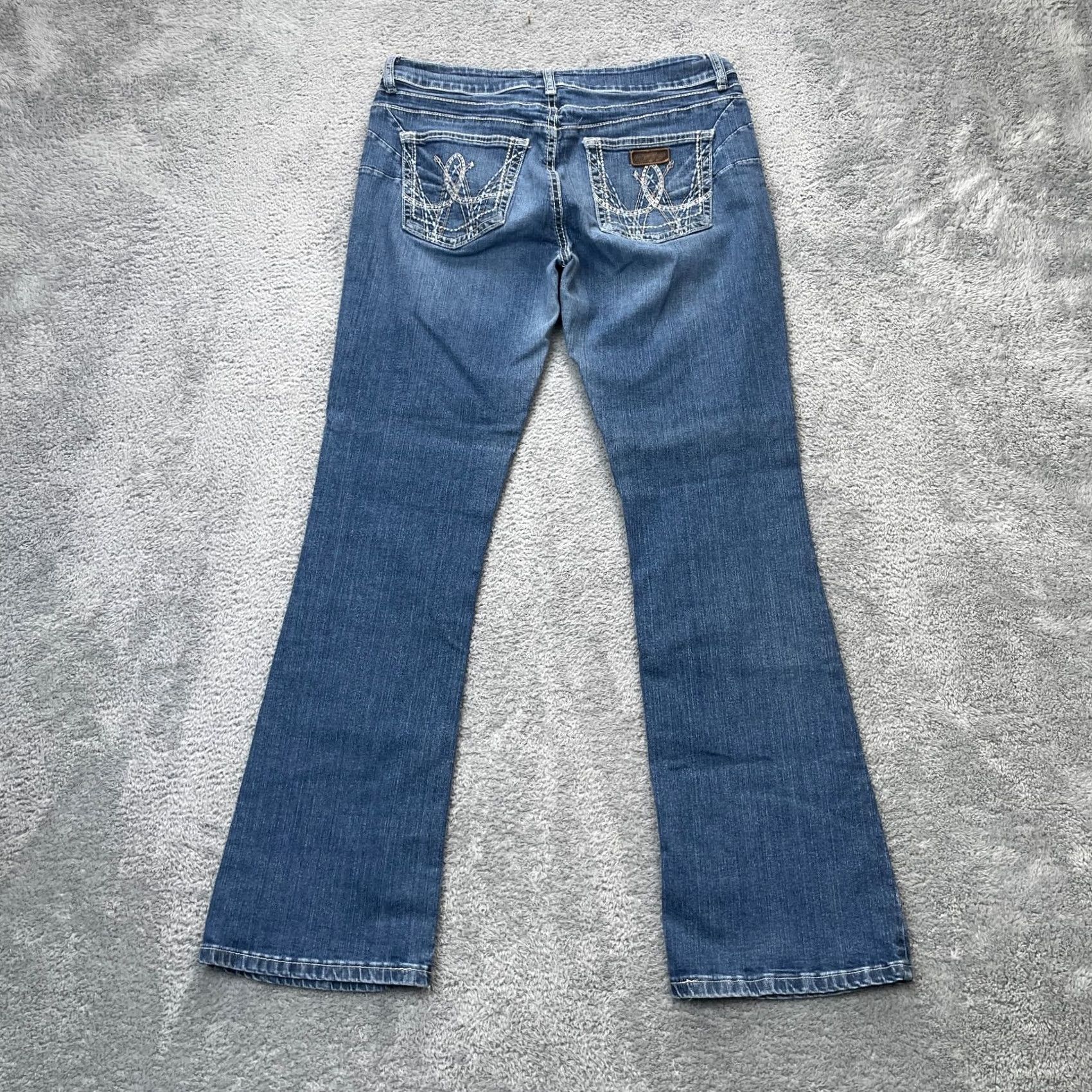 Wrangler Wrangler Jeans Womens 34 Blue Bootcut Denim Logo Button Zipper Stretch 5-Pocket Regular Inseam 33in Cotton Spandex Size 24" / US 00 / IT 34 - 2 Thumbnail