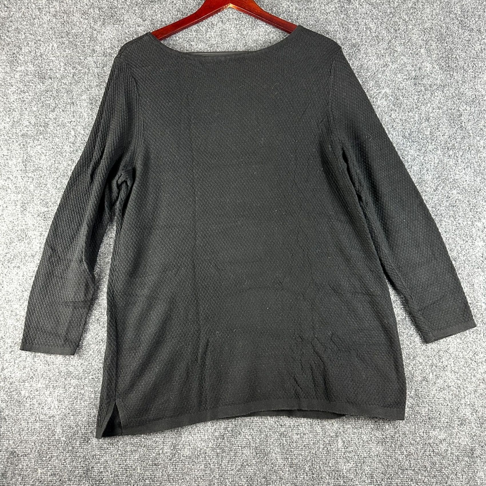 J. Jill J. Jill Sweater Pullover Knit Long Sleeve Round Neck Split Hem Black Cotton Blend Women Large Petite Size L / US 10 / IT 46 - 6 Thumbnail