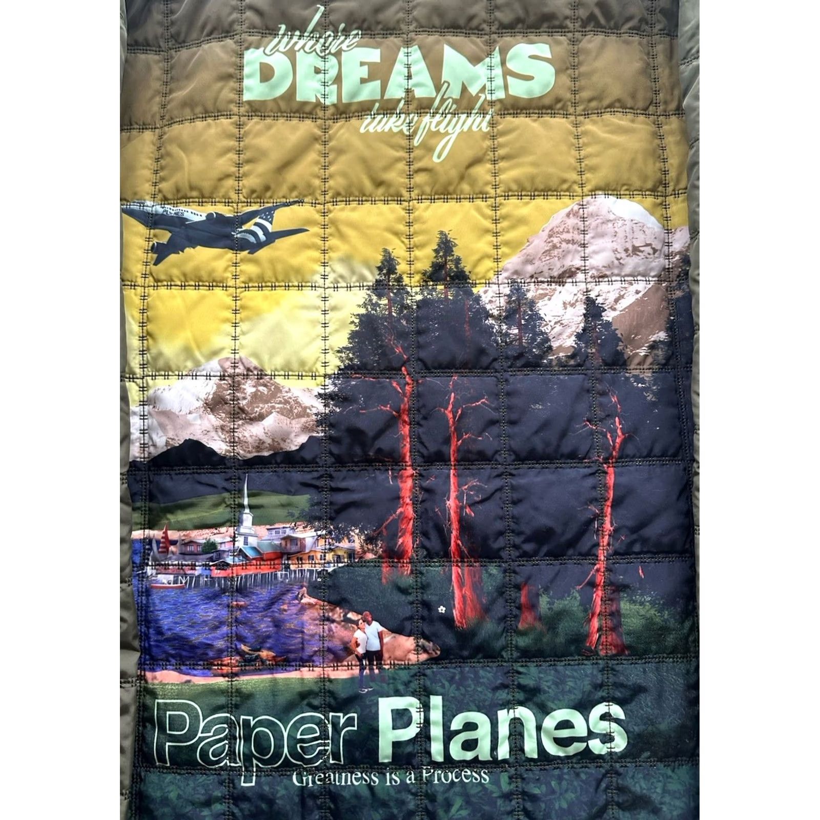 Vintage PAPER PLANES Jacket XL Men Green Puffer NEW RARE GRAPHIC Size US XL / EU 56 / 4 - 3 Thumbnail