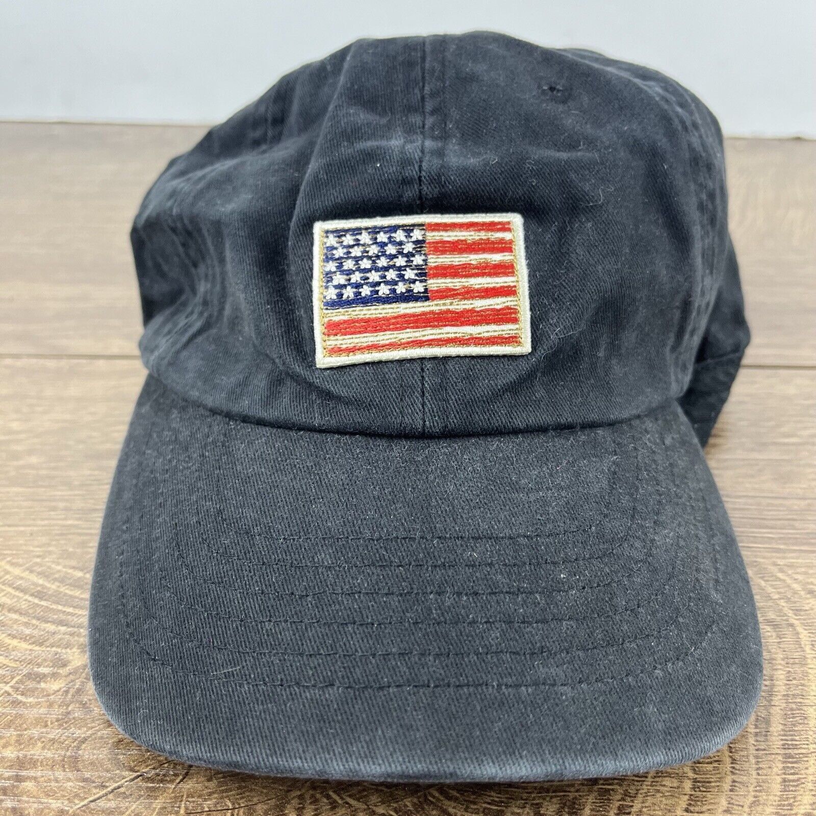Other Vintage USA Flag Patch Hat Black Cap Adjustable Hat Black Ad Size ONE SIZE - 5 Thumbnail