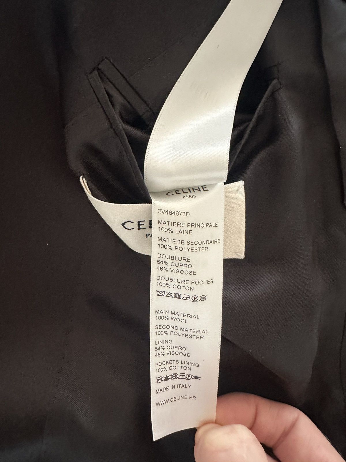 Celine × Hedi Slimane SS20 Tuxedo Jacket Double Breasted Black Wool Gabardine Size 44R - 11 Thumbnail