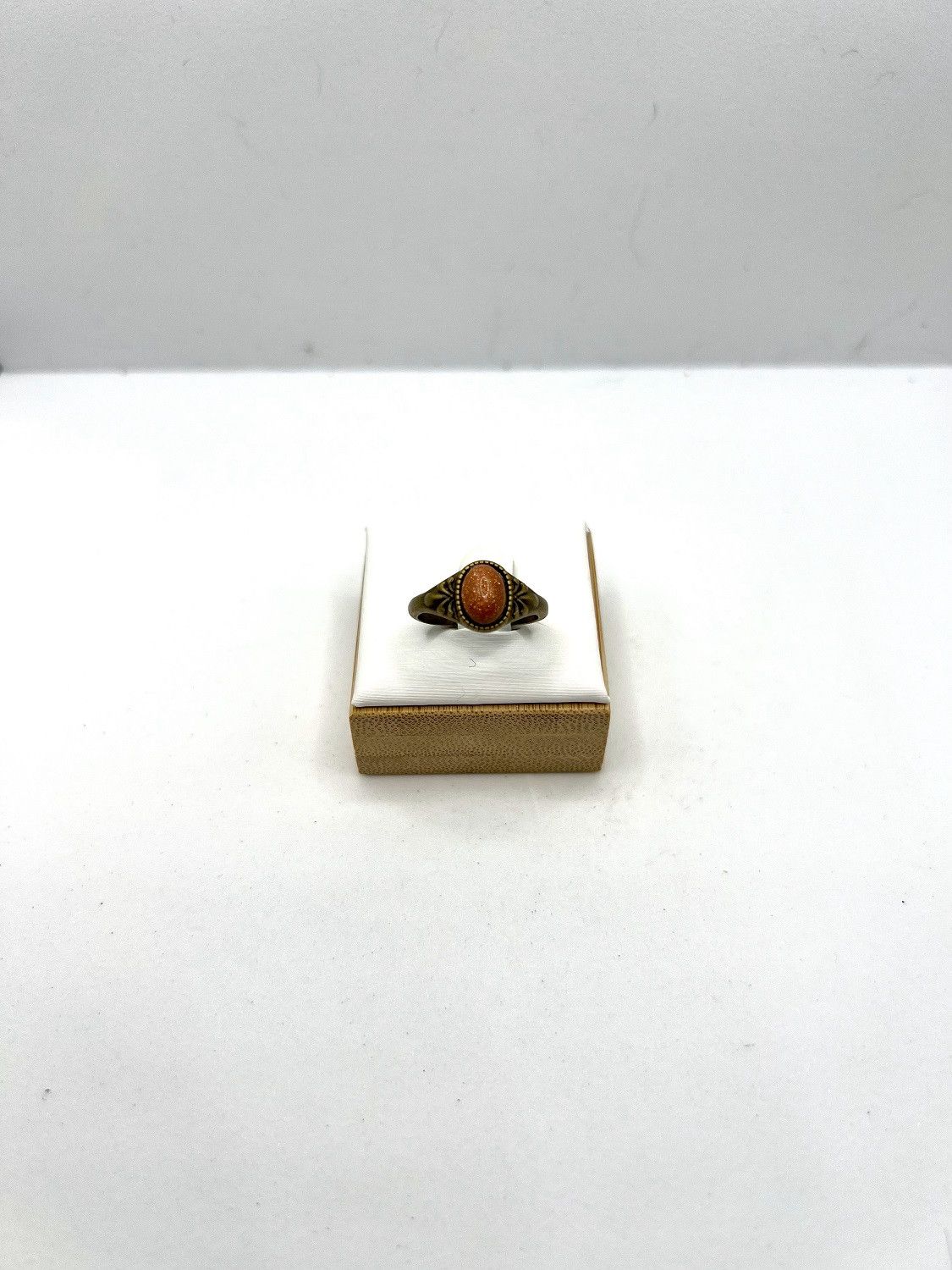 Handmade Red Cinnabar Bead bronze ring - size 6 Size ONE SIZE - 1 Thumbnail