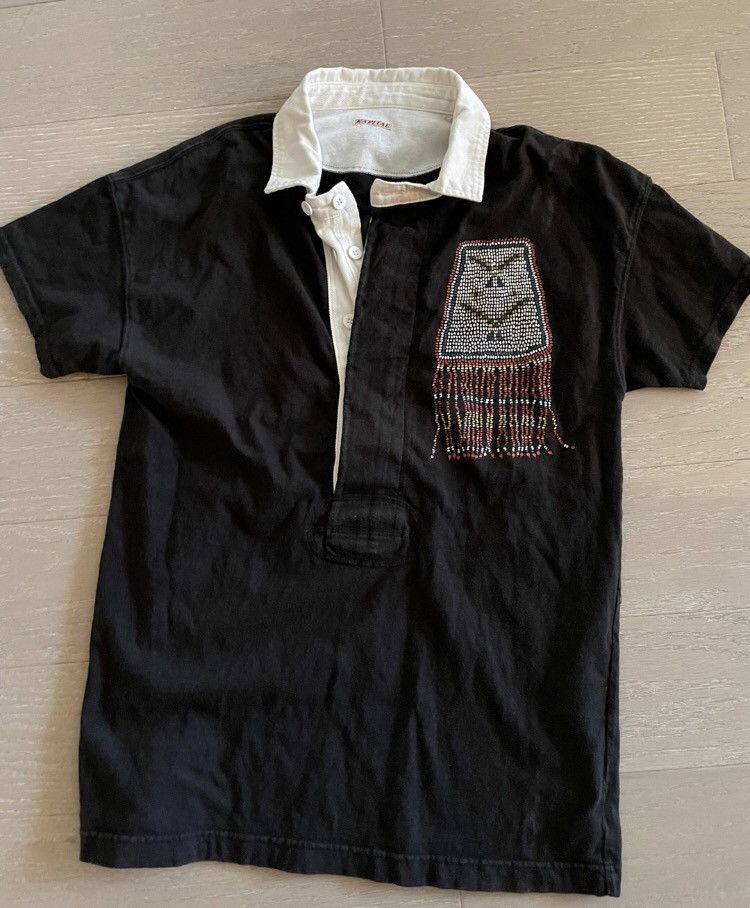 image of Kapital Hirata And Hiroshi Lead Polo Totem Short-Sleeved T-S in Black, Men's (Size Large)
