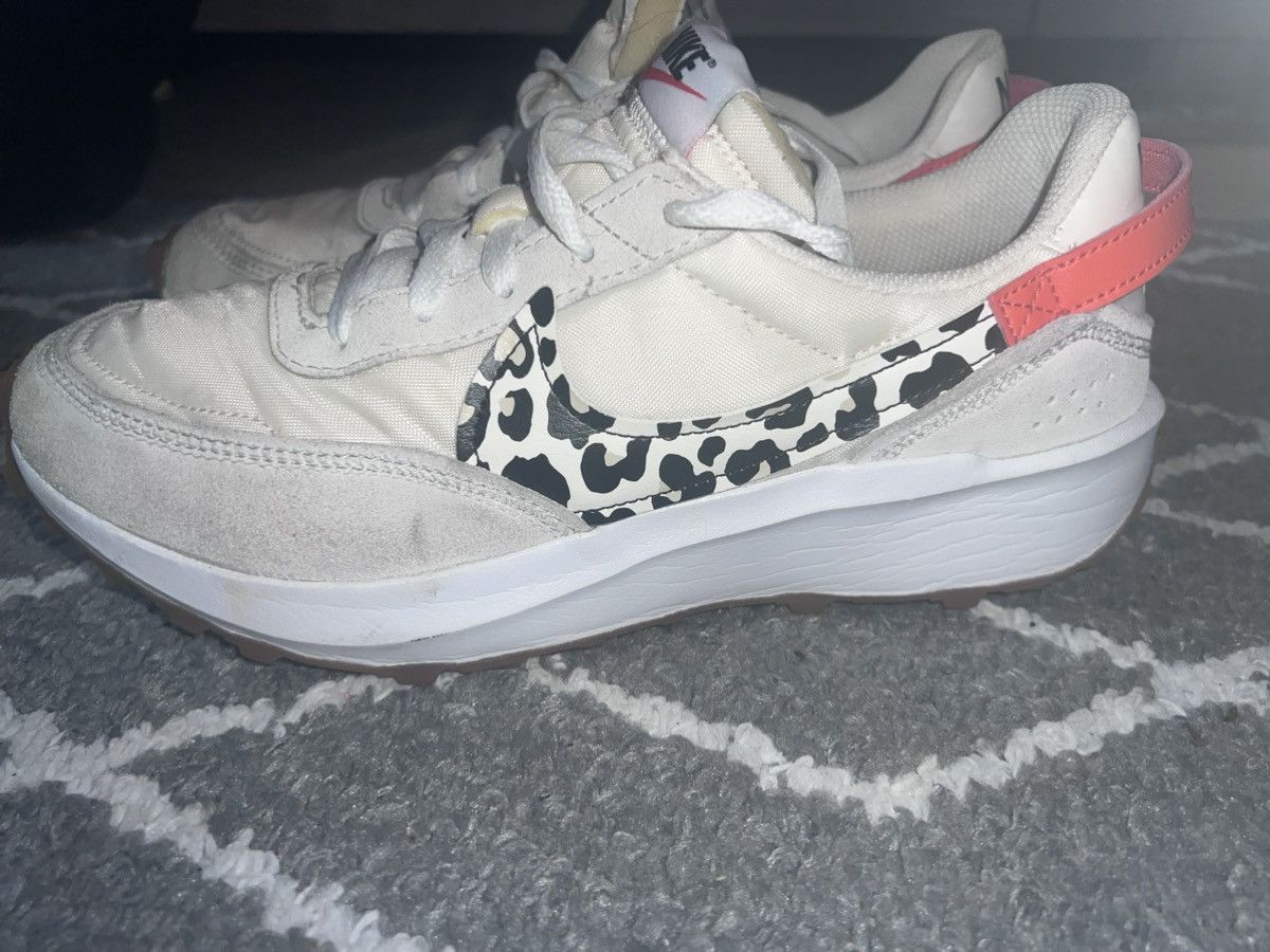 Nike Nike Waffle Debut - Sail/White with Leopard Print Swoosh Size US 9 / IT 39 - 4 Thumbnail