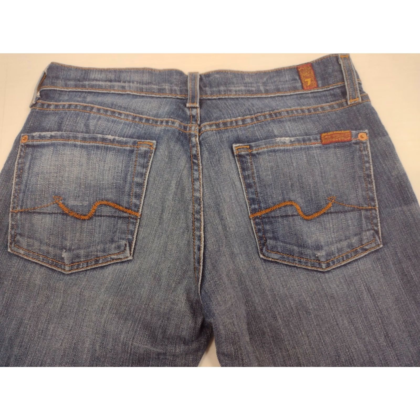 7 For All Mankind 7 For All Mankind Jeans Women's 27 Dark Distressed Bootcut Denim Cotton Lycra 33 Inseam Boots Cut Pockets Regular Rise 8 In #650 Size 27" / US 4 / IT 40 - 3 Thumbnail