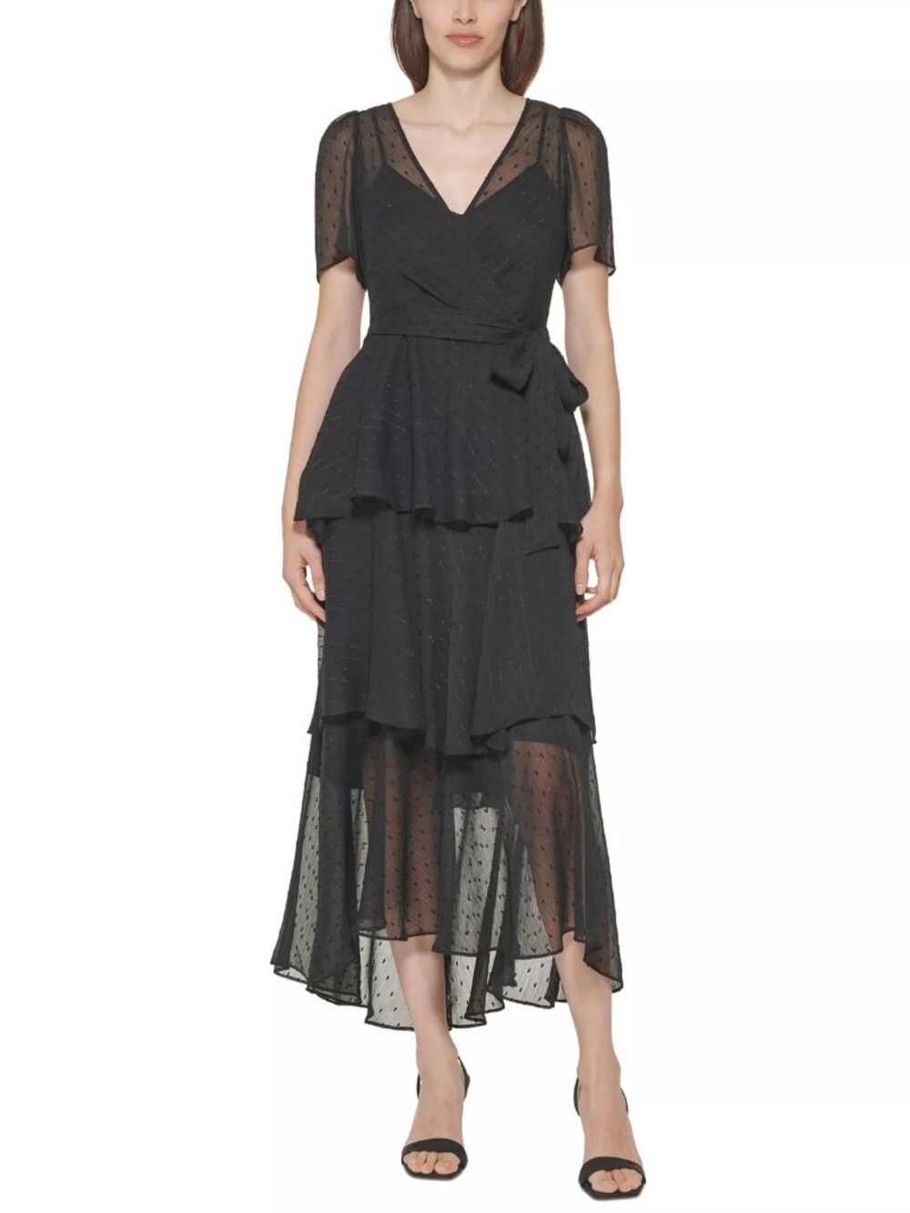 Calvin Klein NWT New Calvin Klein Clip-Dot Tiered Black Dress Size 2 Size XS / US 0-2 / IT 36-38 - 1 Thumbnail