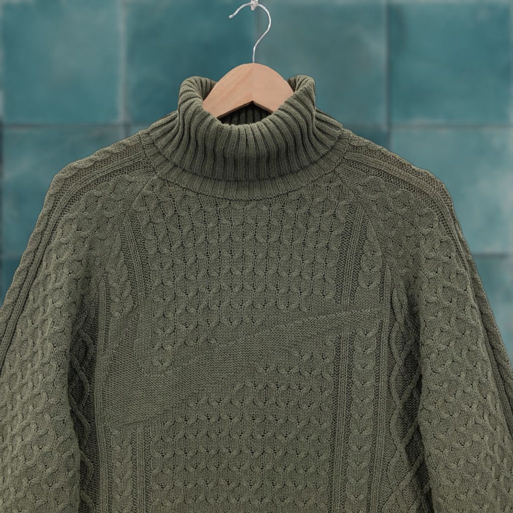 Nike Nike Sweater Mens Small Turtleneck Cable Knit Wool Blend Pullover Center Swoosh Size US S / EU 44-46 / 1 - 1 Thumbnail