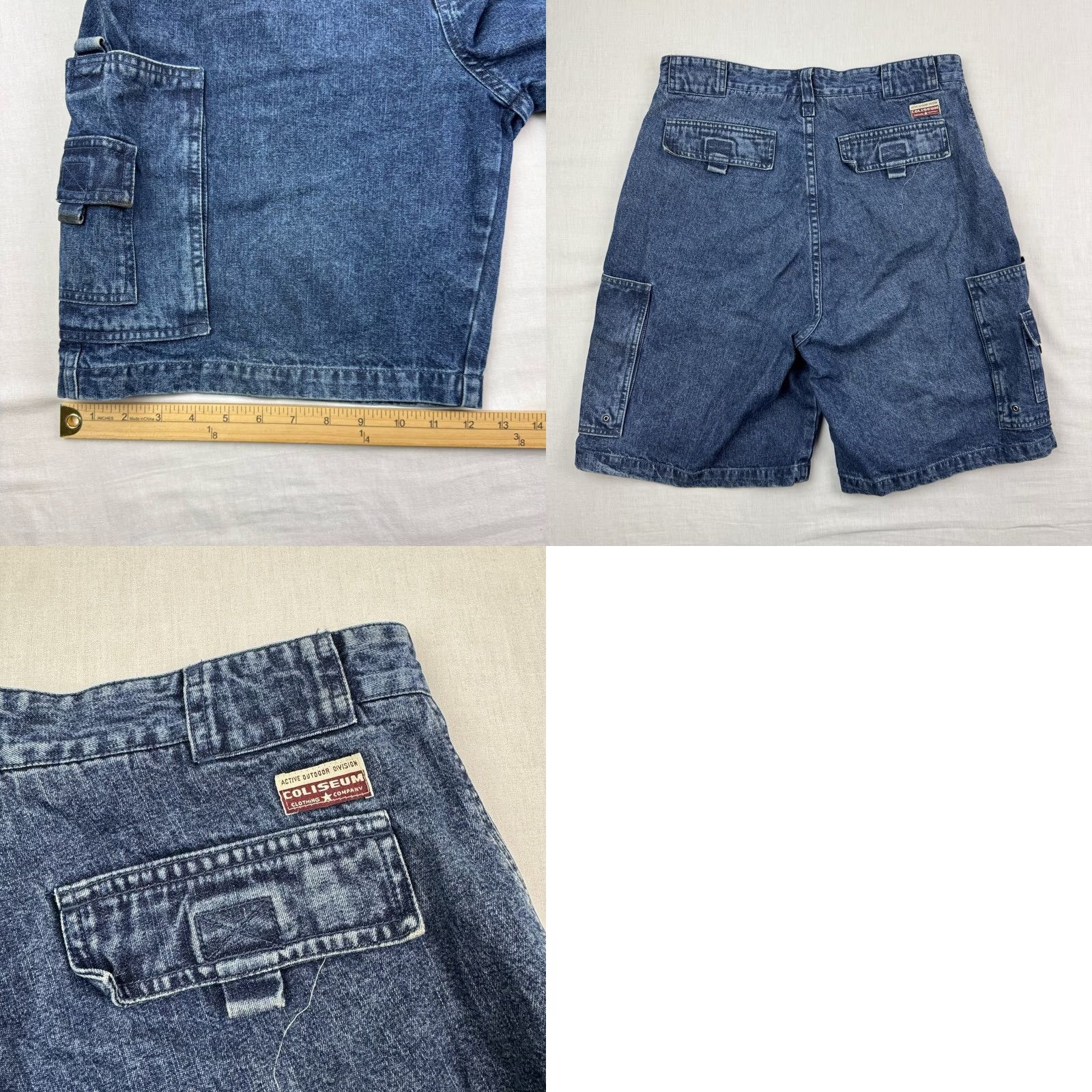 Denime VINTAGE Coliseum Cargo Jean Shorts Mens Denim 32 Blue 90s Hip Hop Grunge Y2K Relaxed Baggy Casual Size US 32 / EU 48 - 10 Thumbnail