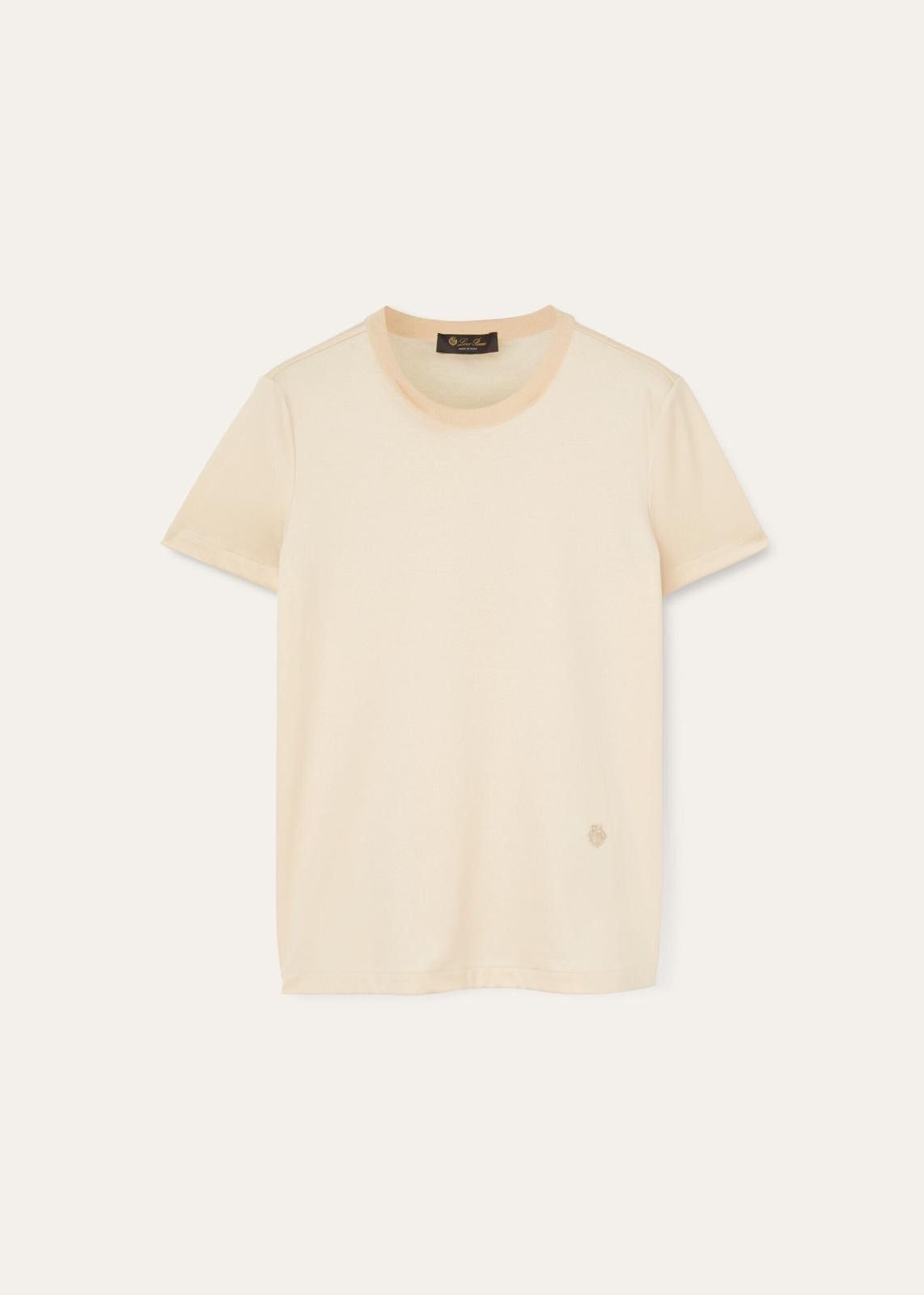 Loro Piana o1srvl11e0125 FAI5069 Crewneck T-Shirt in Cream Size L / US 10 / IT 46 - 1 Thumbnail