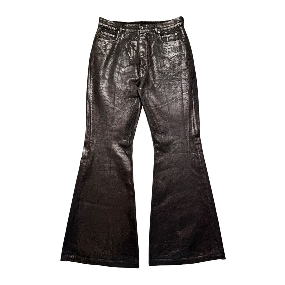 Rick Owens Flared waxed bronze denim Size US 34 / EU 50 - 1 Thumbnail
