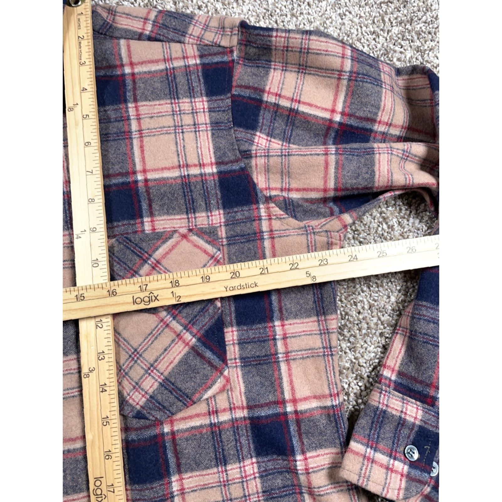 Vintage Jean Phillipe Wool Flannel Shirt Large Beige Blue Plaid Button-Up Long Sleeve Casual Mens Size US L / EU 52-54 / 3 - 6 Thumbnail