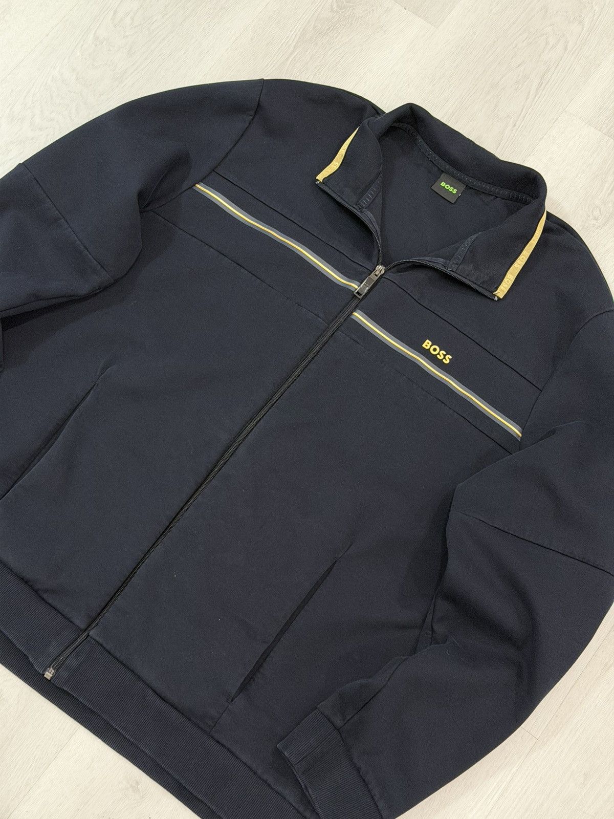 Hugo Boss Hugo Boss Men’s Cotton Track Jacket Navy Blue Gold Fits XL Size US XXL / EU 58 / 5 - 2 Thumbnail