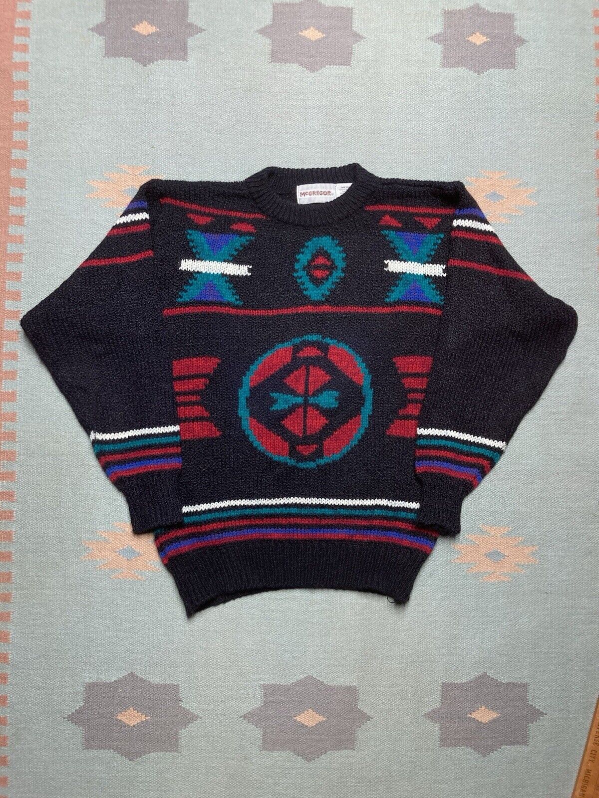 McGregor × Vintage VTG Mcgregor knit sweater aztec Navajo geometric abstract M Size US M / EU 48-50 / 2 - 1 Thumbnail